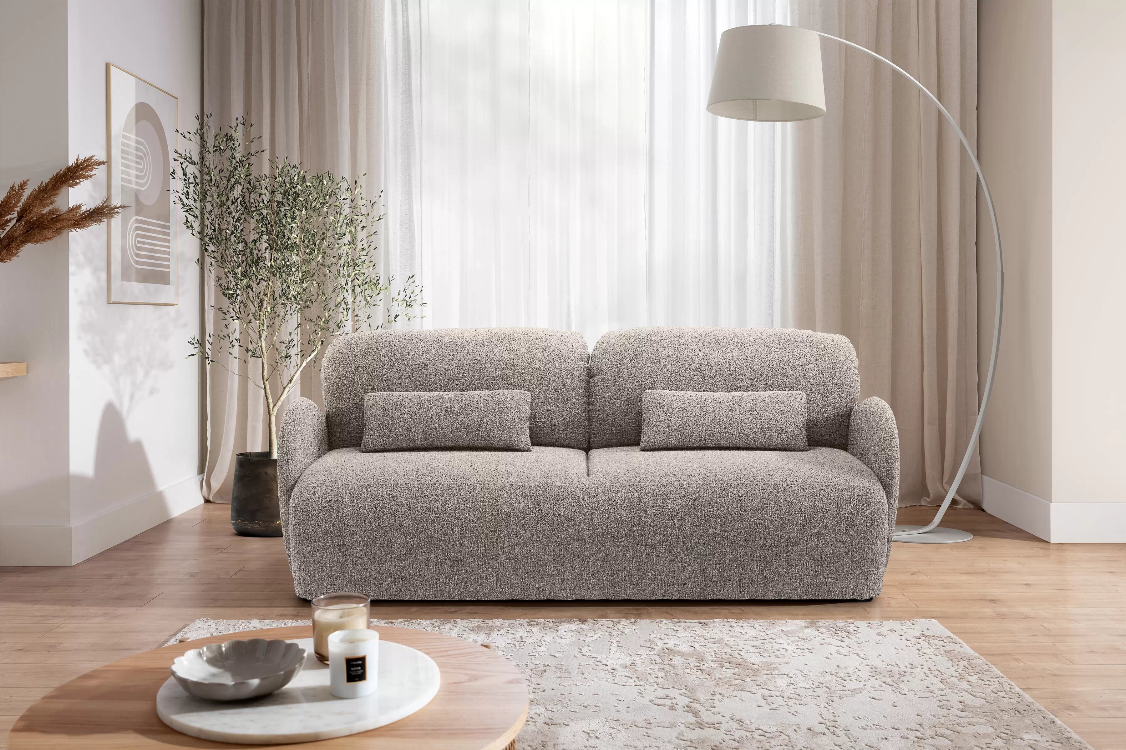 Rozkládací pohovka Dinel - béžová snadno čistitelná pletenina Corbett 23 Pohovka rozkládací Dinel - béžová plecionka snadno čistitelný Corbett 23 