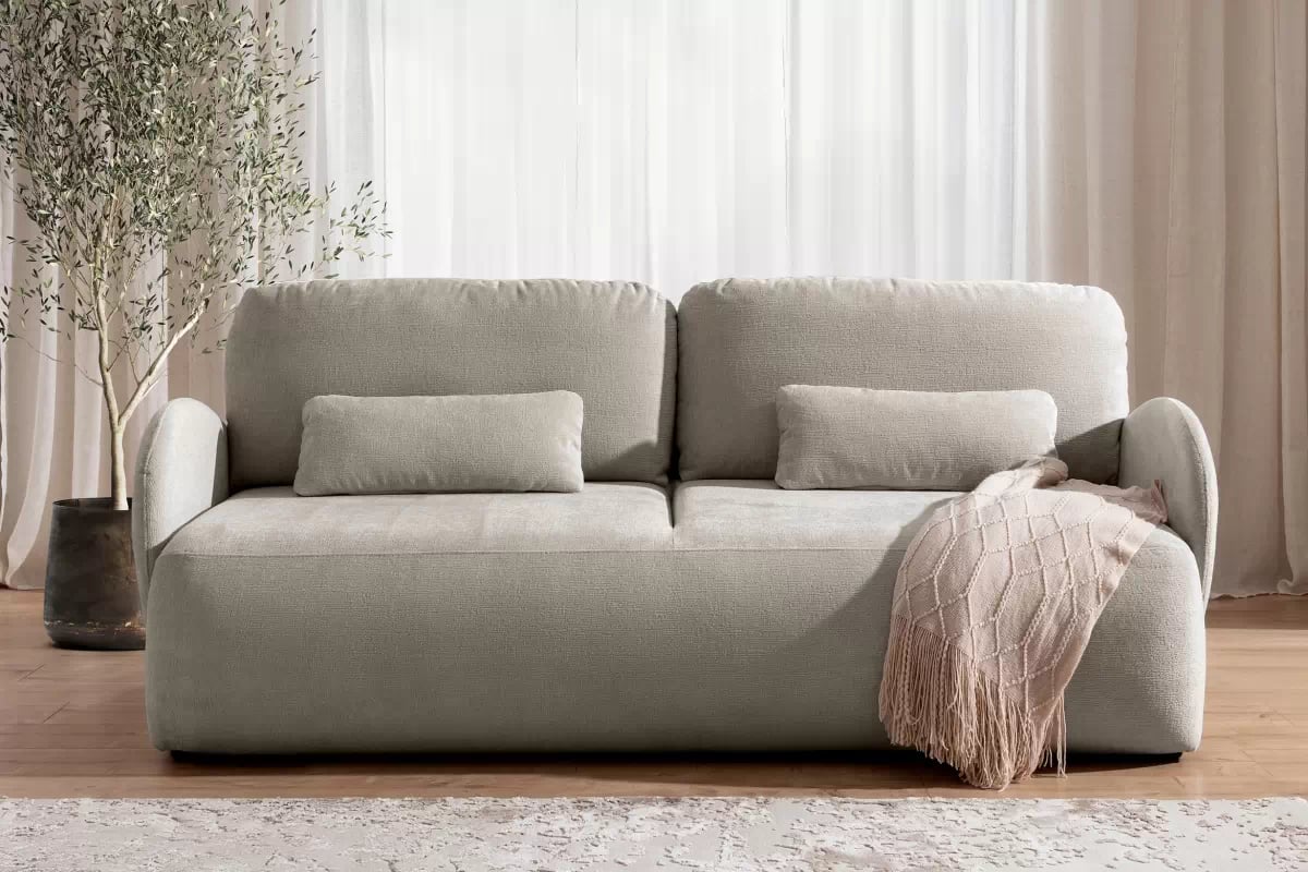 Rozkladacia pohovka Dinel - béžová žinylka Perfect Harmony 07 Pohovka s funkciou spánku Dinel - béžový šenil Perfect Harmony 07