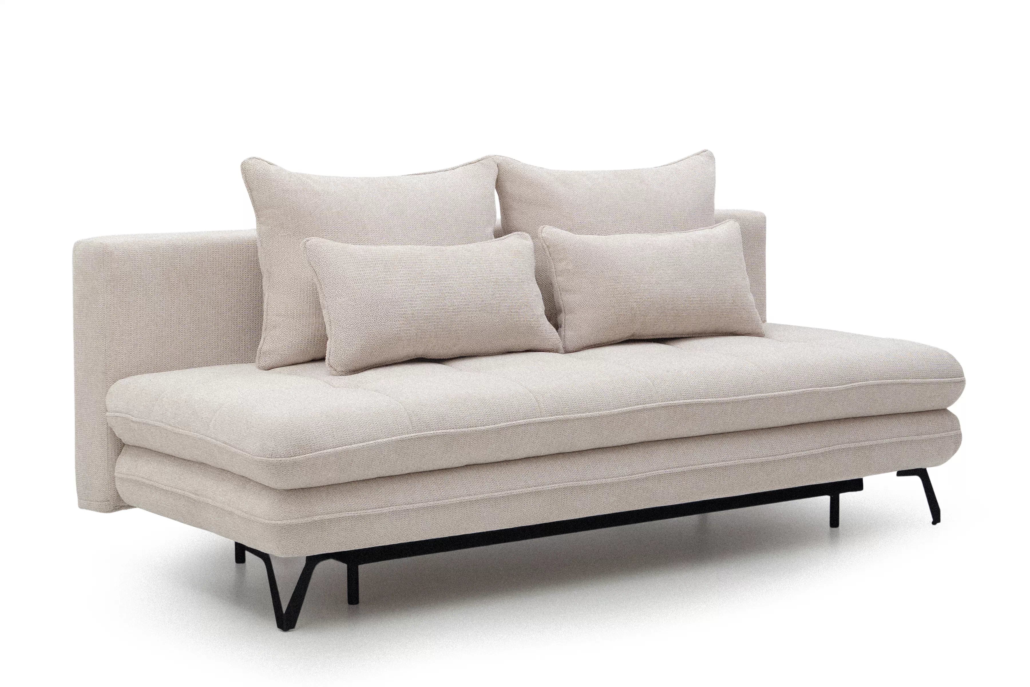 Rozkládací pohovka s úložným prostorem Dori s funkcí spaní - béžová tkanina Aragon 03 Pohovka rozkládací Dori rozkladana s úložným prostorem- béžová plecionka Aragon 03