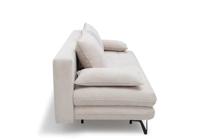 Rozkládací pohovka s úložným prostorem Dori s funkcí spaní - béžová tkanina Aragon 03 Pohovka rozkládací Dori rozkladana s úložným prostorem- béžová plecionka Aragon 03