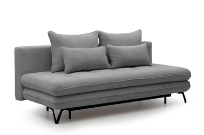 Rozkládací pohovka s úložným prostorem Dori s funkcí spaní - šedá tkanina Aragon 90 Pohovka rozkládací Dori rozkladana s úložným prostorem- šedá plecionka Aragon 90