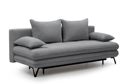 Rozkládací pohovka s úložným prostorem Dori s funkcí spaní - šedá tkanina Aragon 90