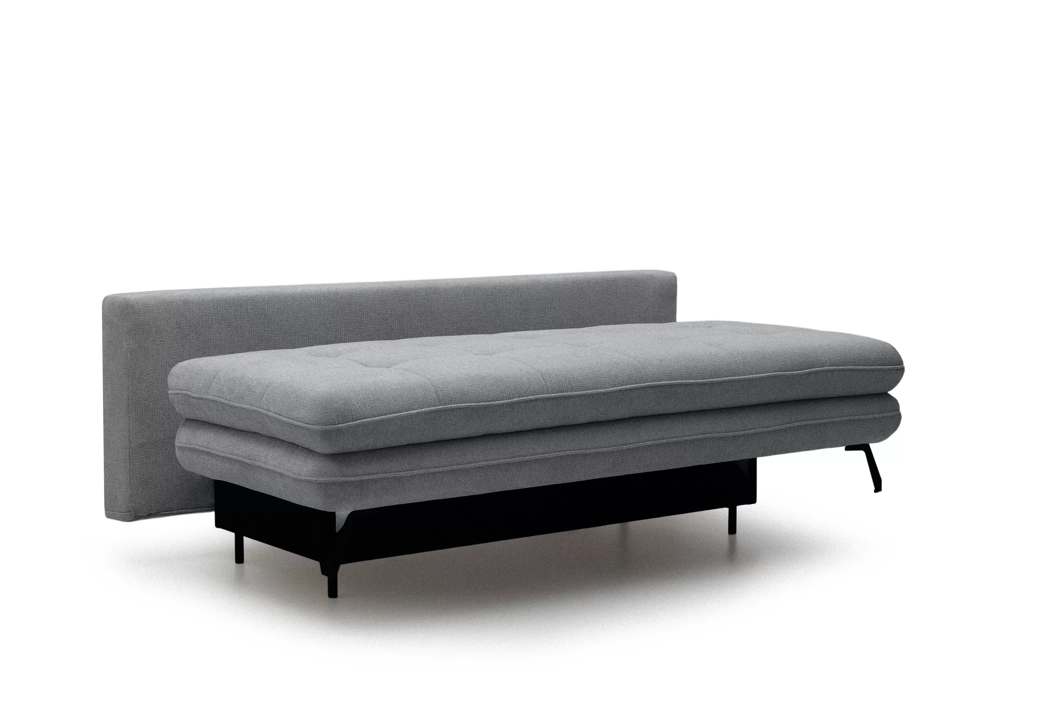 Rozkládací pohovka s úložným prostorem Dori s funkcí spaní - šedá tkanina Aragon 90 Pohovka rozkládací Dori rozkladana s úložným prostorem- šedá plecionka Aragon 90