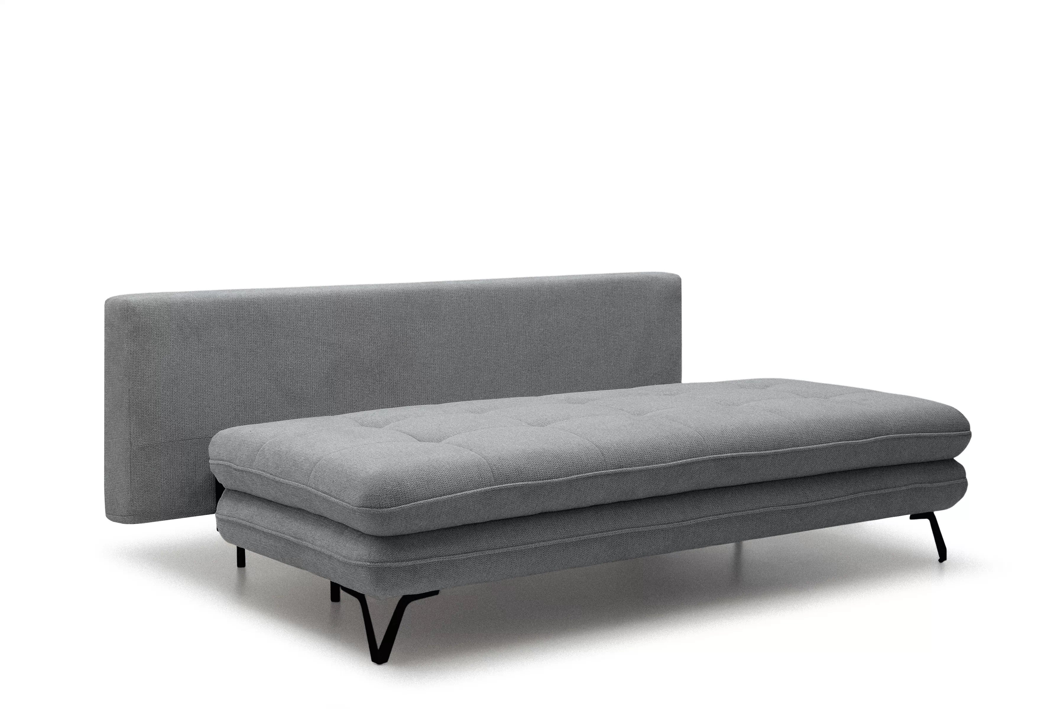 Rozkládací pohovka s úložným prostorem Dori s funkcí spaní - šedá tkanina Aragon 90 Pohovka rozkládací Dori rozkladana s úložným prostorem- šedá plecionka Aragon 90