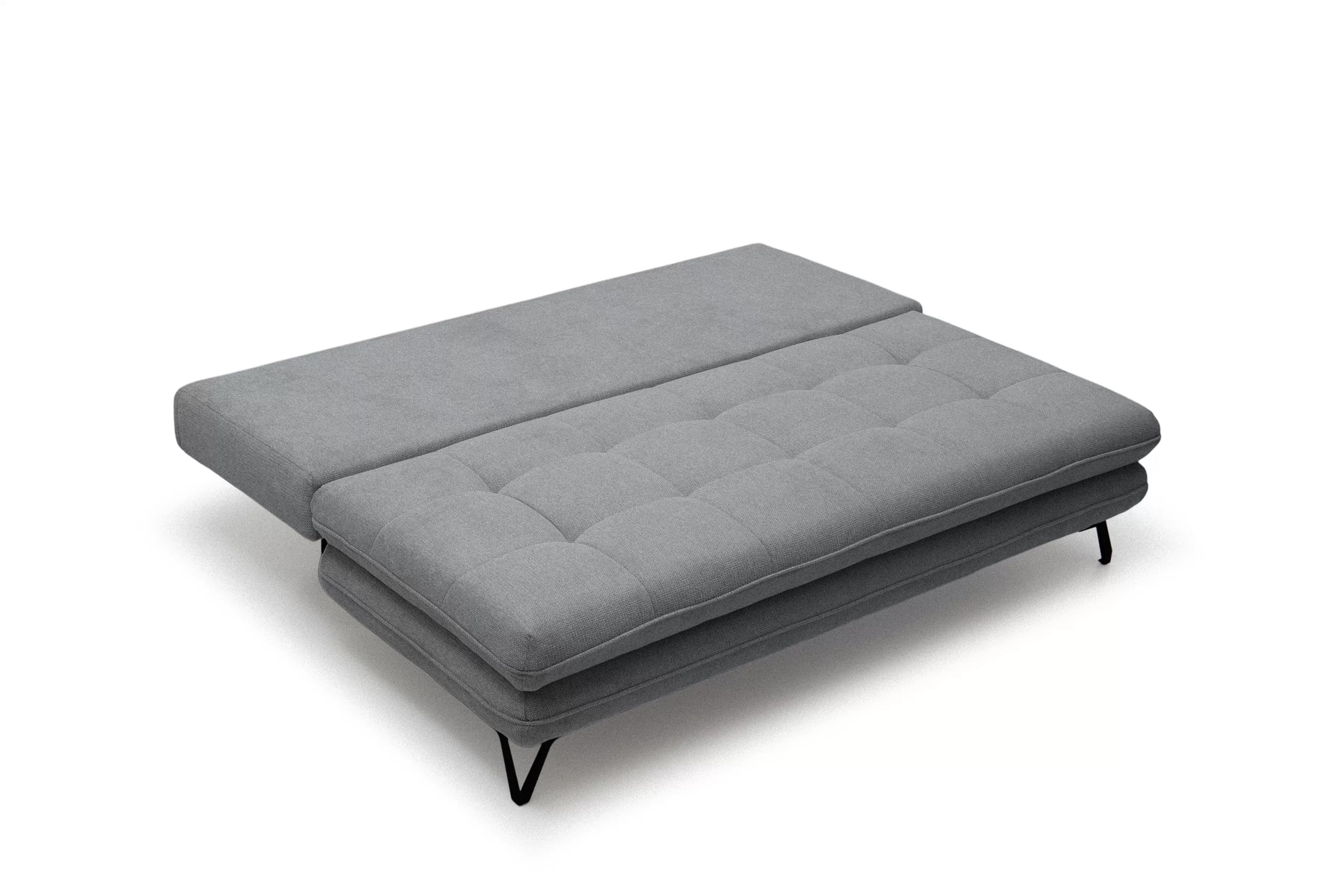 Rozkládací pohovka s úložným prostorem Dori s funkcí spaní - šedá tkanina Aragon 90 Pohovka rozkládací Dori rozkladana s úložným prostorem- šedá plecionka Aragon 90