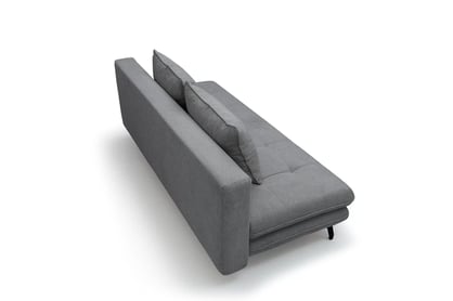 Rozkládací pohovka s úložným prostorem Dori s funkcí spaní - šedá tkanina Aragon 90 Pohovka rozkládací Dori rozkladana s úložným prostorem- šedá plecionka Aragon 90