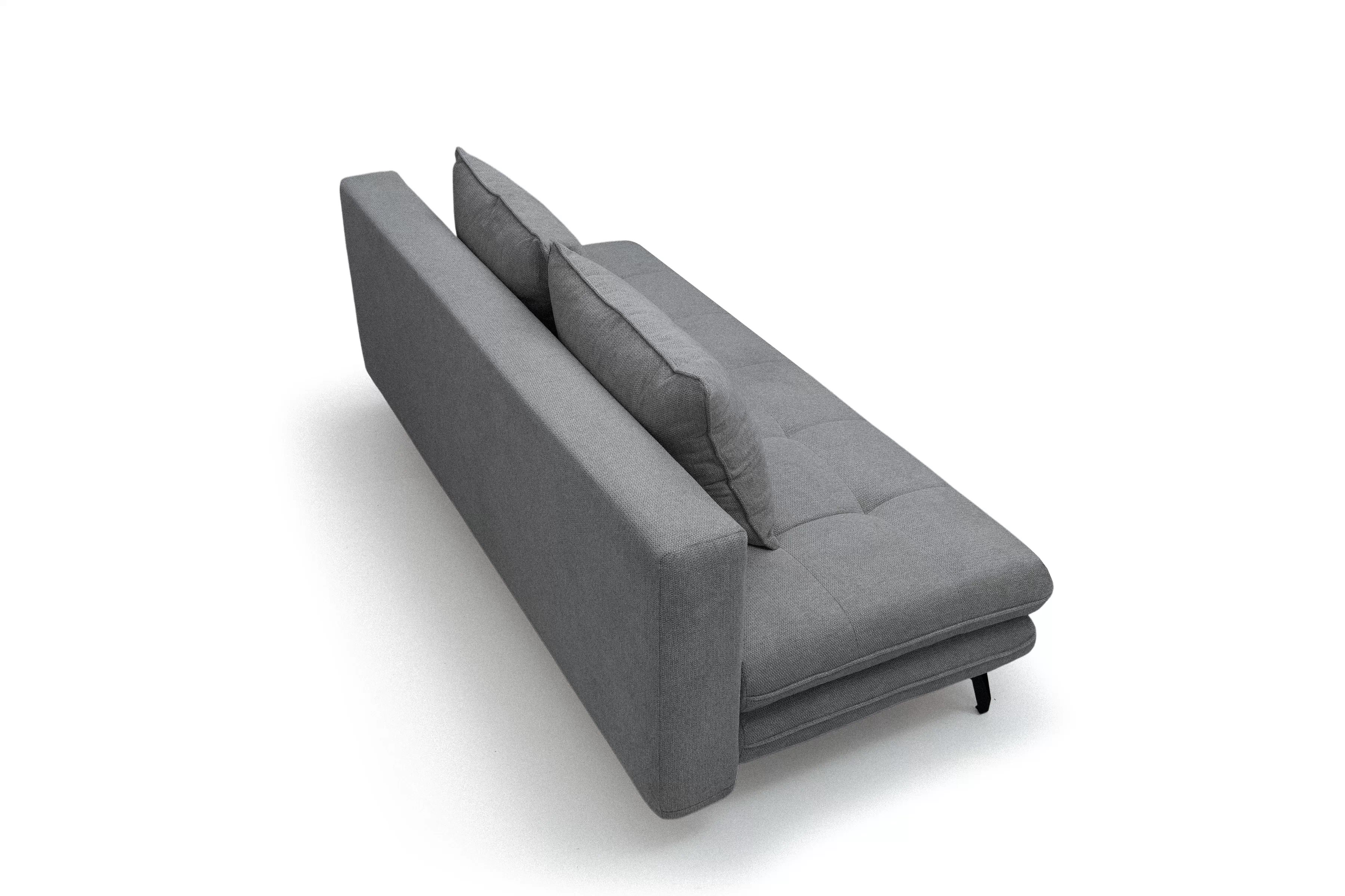 Rozkládací pohovka s úložným prostorem Dori s funkcí spaní - šedá tkanina Aragon 90 Pohovka rozkládací Dori rozkladana s úložným prostorem- šedá plecionka Aragon 90