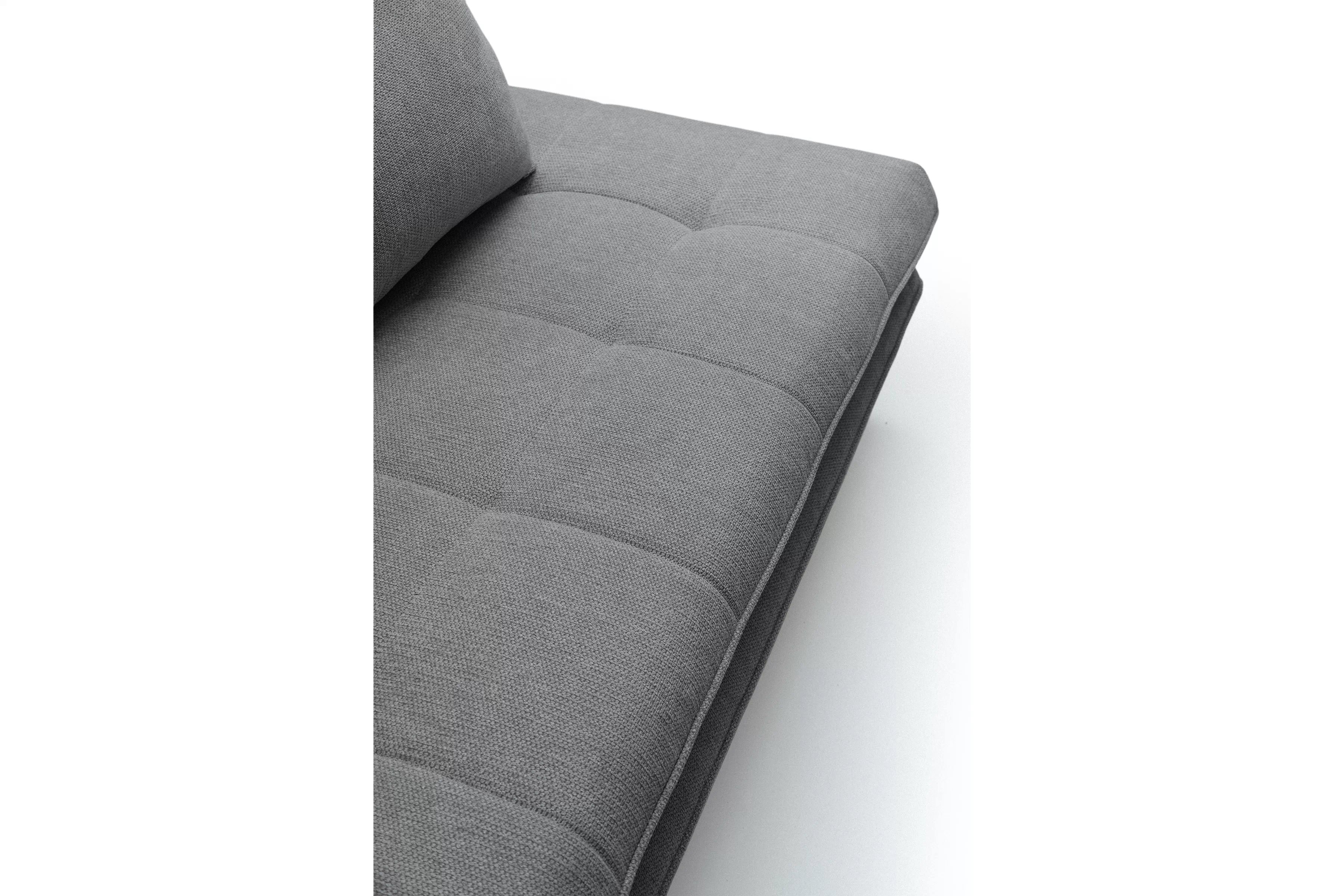 Rozkládací pohovka s úložným prostorem Dori s funkcí spaní - šedá tkanina Aragon 90 Pohovka rozkládací Dori rozkladana s úložným prostorem- šedá plecionka Aragon 90