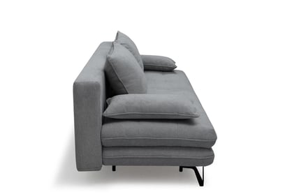 Rozkládací pohovka s úložným prostorem Dori s funkcí spaní - šedá tkanina Aragon 90 Pohovka rozkládací Dori rozkladana s úložným prostorem- šedá plecionka Aragon 90