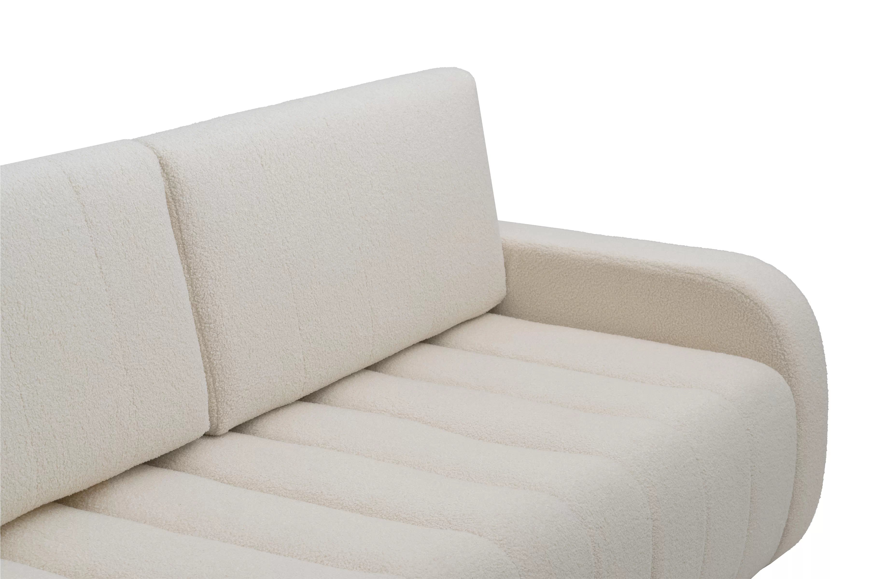 Rozkladacia trojpohovka Lapios - krémové buklé Lambi 8  Pohovka s funkciou spania Lapios - kremowa boucle Lambi 8 