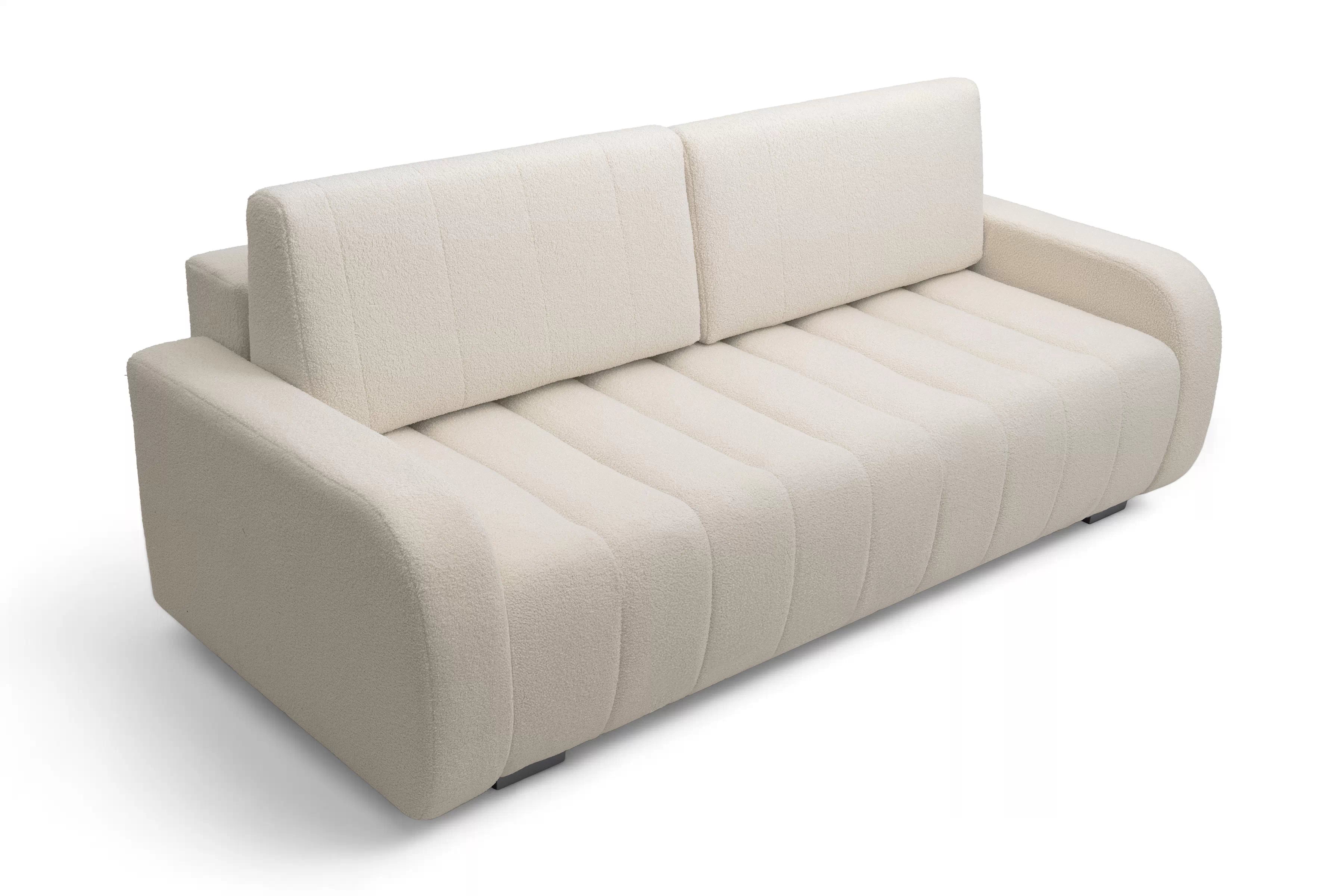 Rozkladacia trojpohovka Lapios - krémové buklé Lambi 8  Pohovka s funkciou spania Lapios - kremowa boucle Lambi 8 