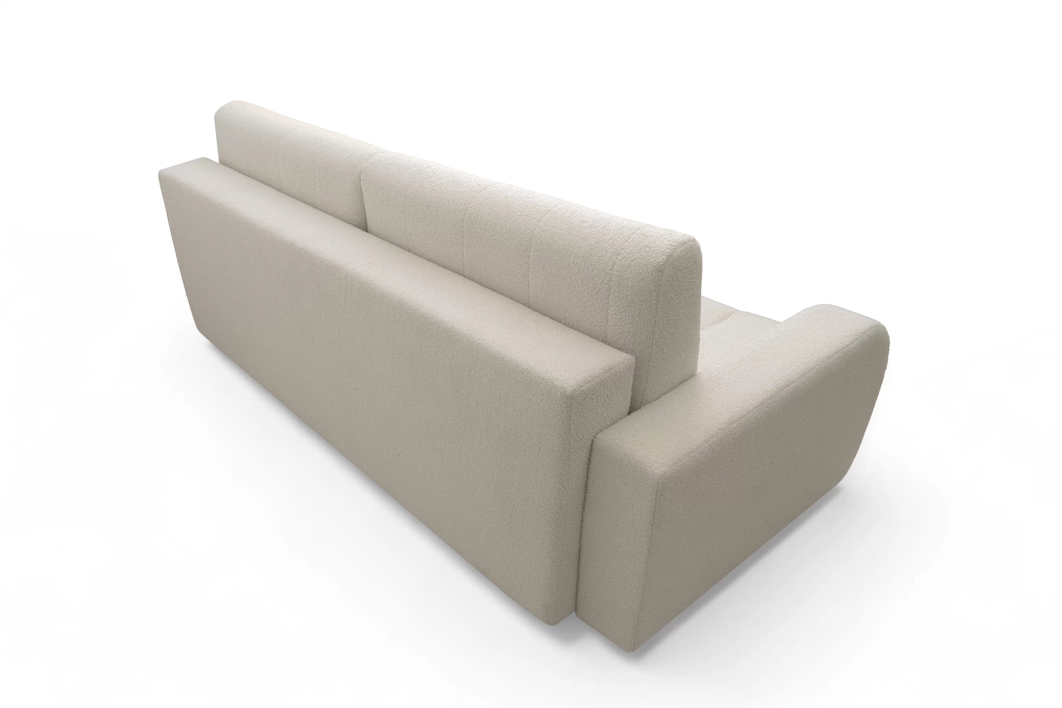 Rozkladacia trojpohovka Lapios - krémové buklé Lambi 8  Pohovka s funkciou spania Lapios - kremowa boucle Lambi 8 