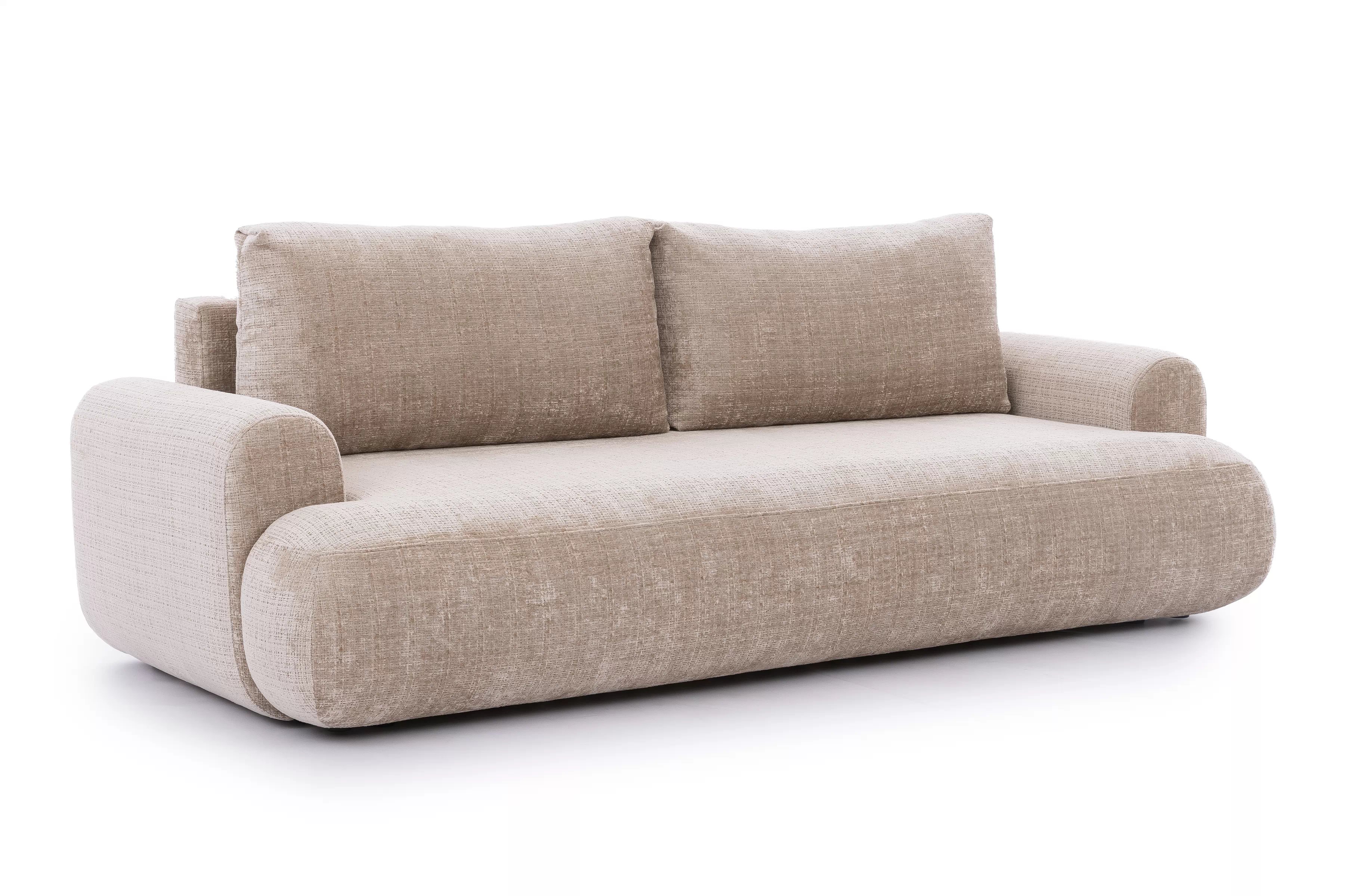 Rozkladacia pohovka Lotulis - béžová žinylka Cremona 14 Pohovka s funkciou spánku Lotulis - béžový šenil Cremona 14