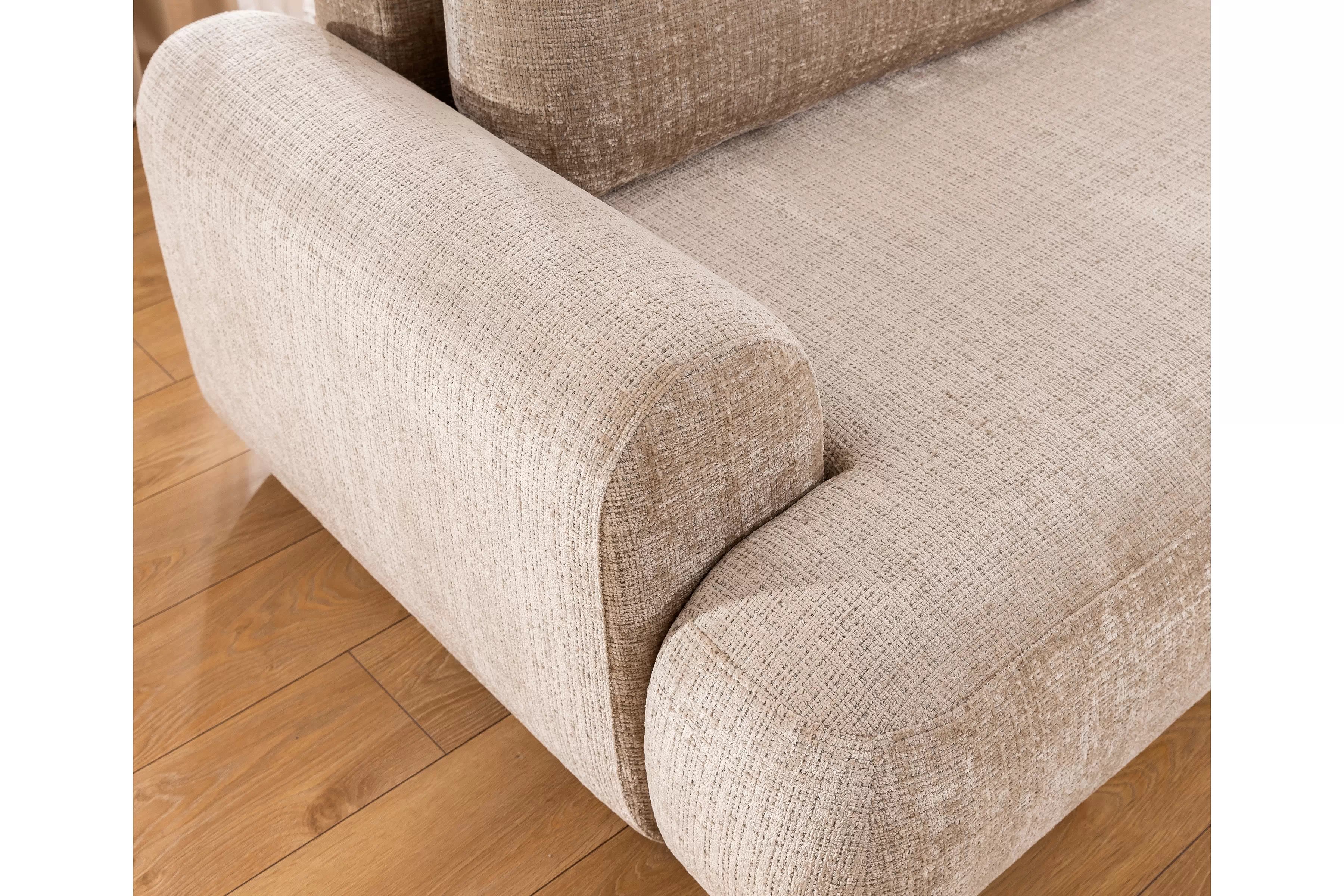 Rozkladacia pohovka Lotulis - béžová žinylka Cremona 14 Pohovka s funkciou spánku Lotulis - béžový šenil Cremona 14