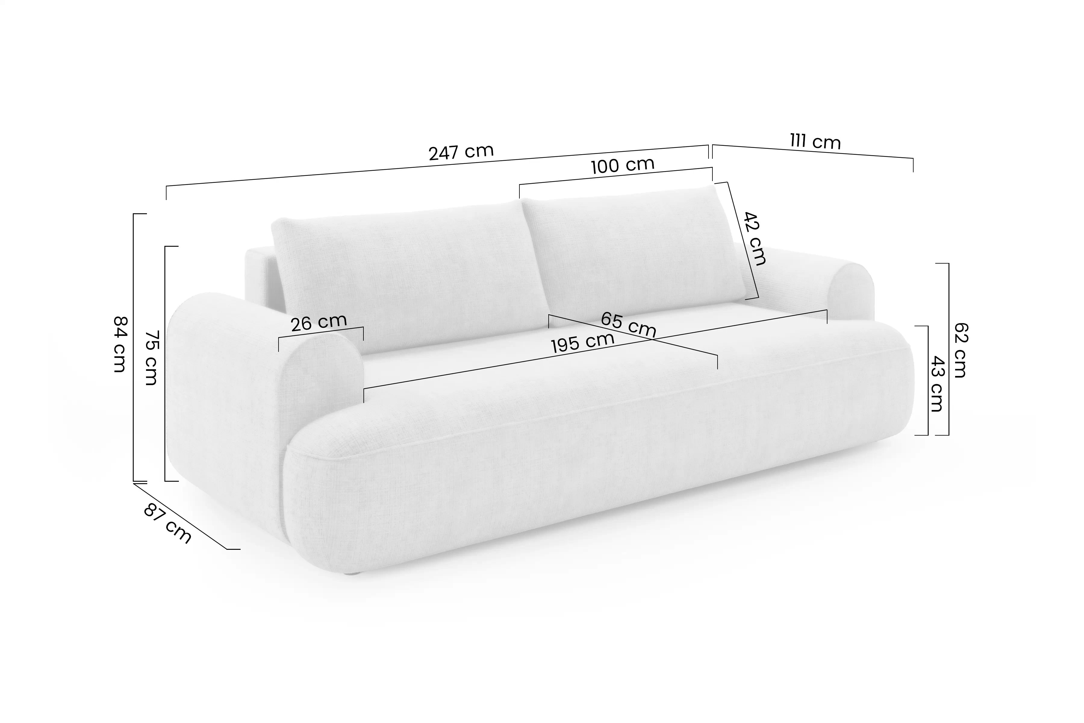 Rozkladacia pohovka Lotulis - béžová žinylka Cremona 14 Pohovka s funkciou spánku Lotulis - béžový šenil Cremona 14