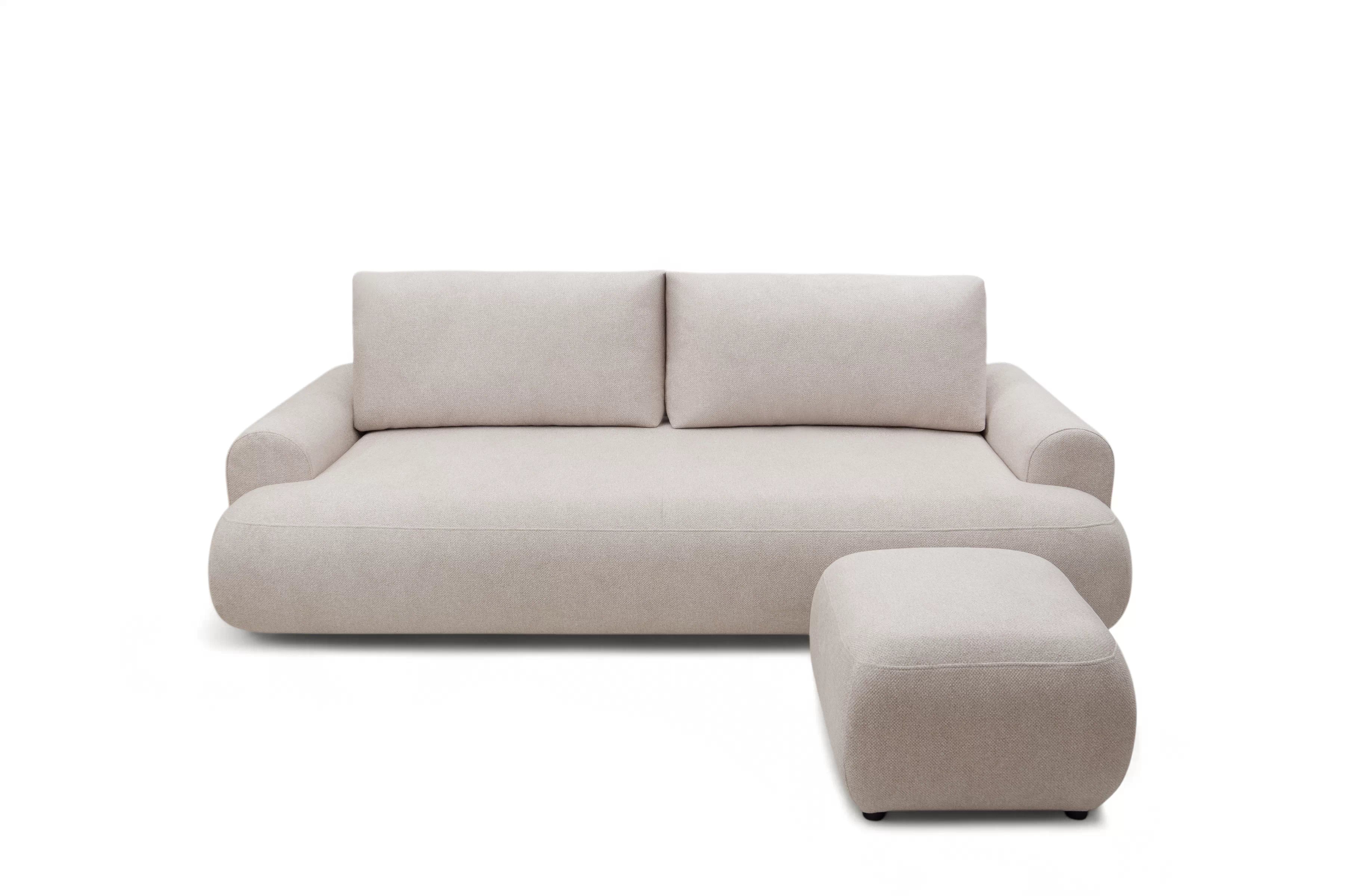 Pohovka Lotulis s rozkladem na spaní - krémová hydrofobní pletenina Blur 01 Pohovka rozkládací Lotulis - kremowa Pletenina hydrofobowa Blur 01