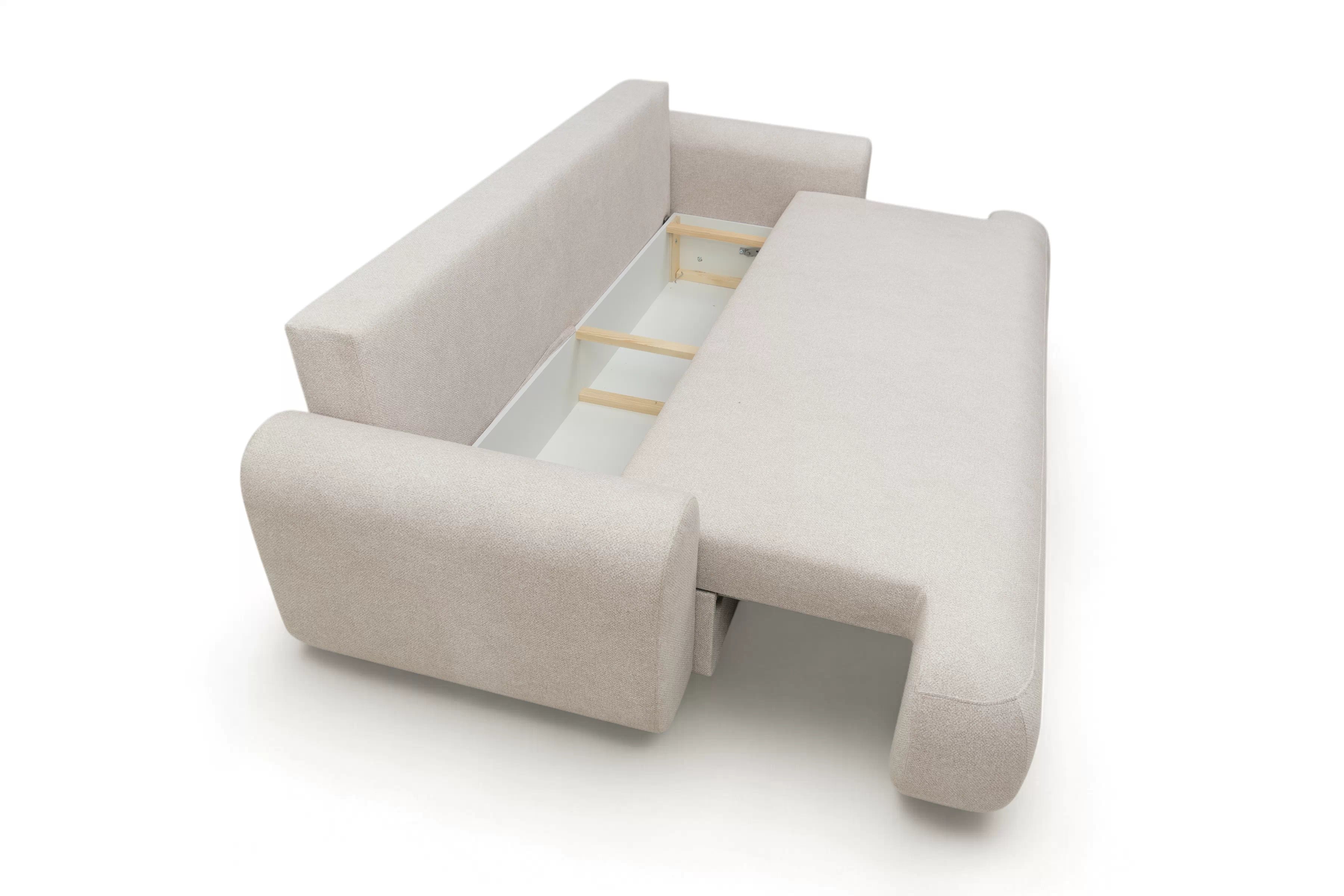 Pohovka Lotulis s rozkladem na spaní - krémová hydrofobní pletenina Blur 01 Pohovka rozkládací Lotulis - kremowa Pletenina hydrofobowa Blur 01