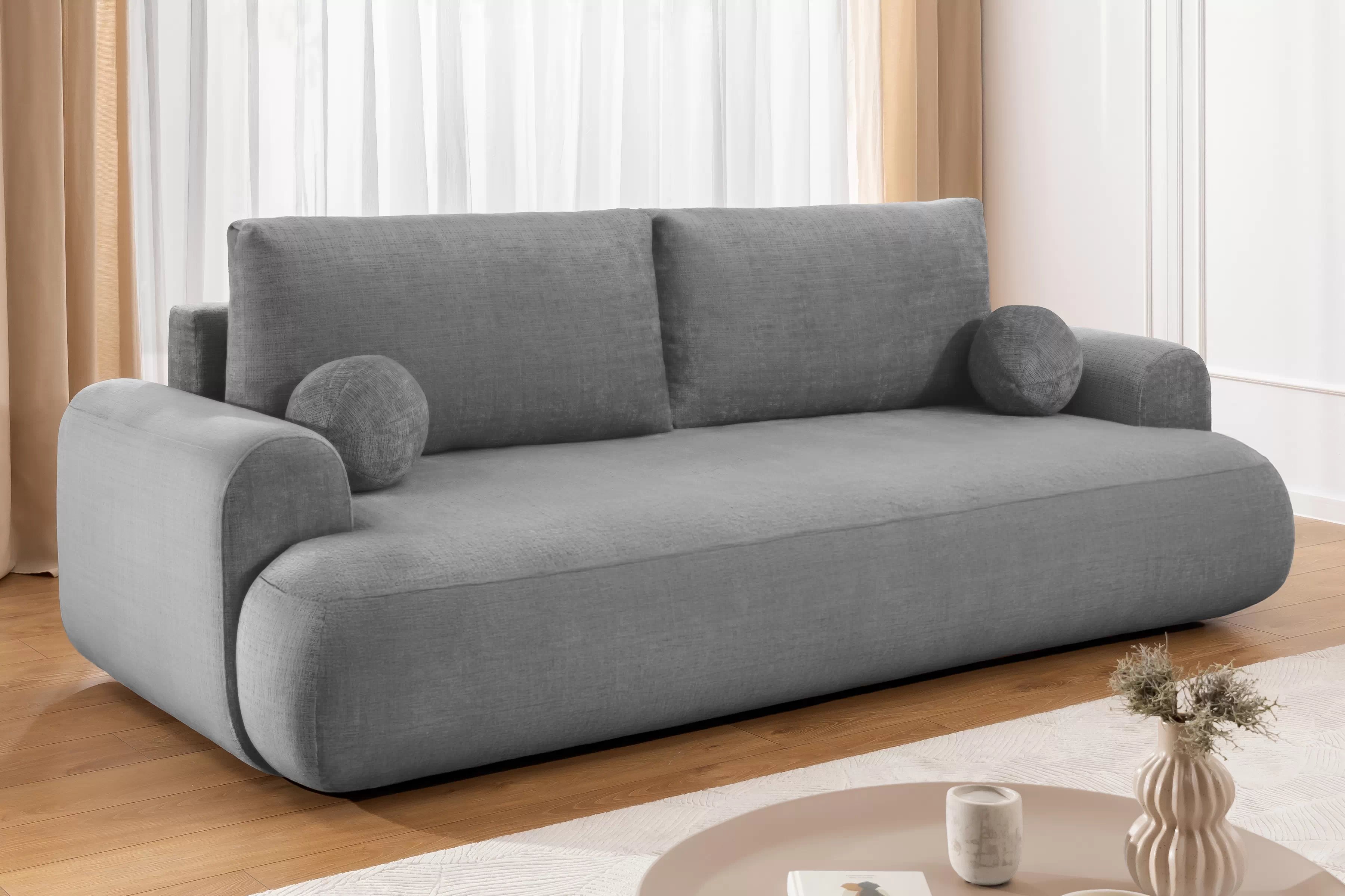 Pohovka Lotulis s rozkladem na spaní - šedá hydrofobní pletenina Blur 18 Pohovka rozkládací Lotulis - šedá Pletenina hydrofobowa Blur 18