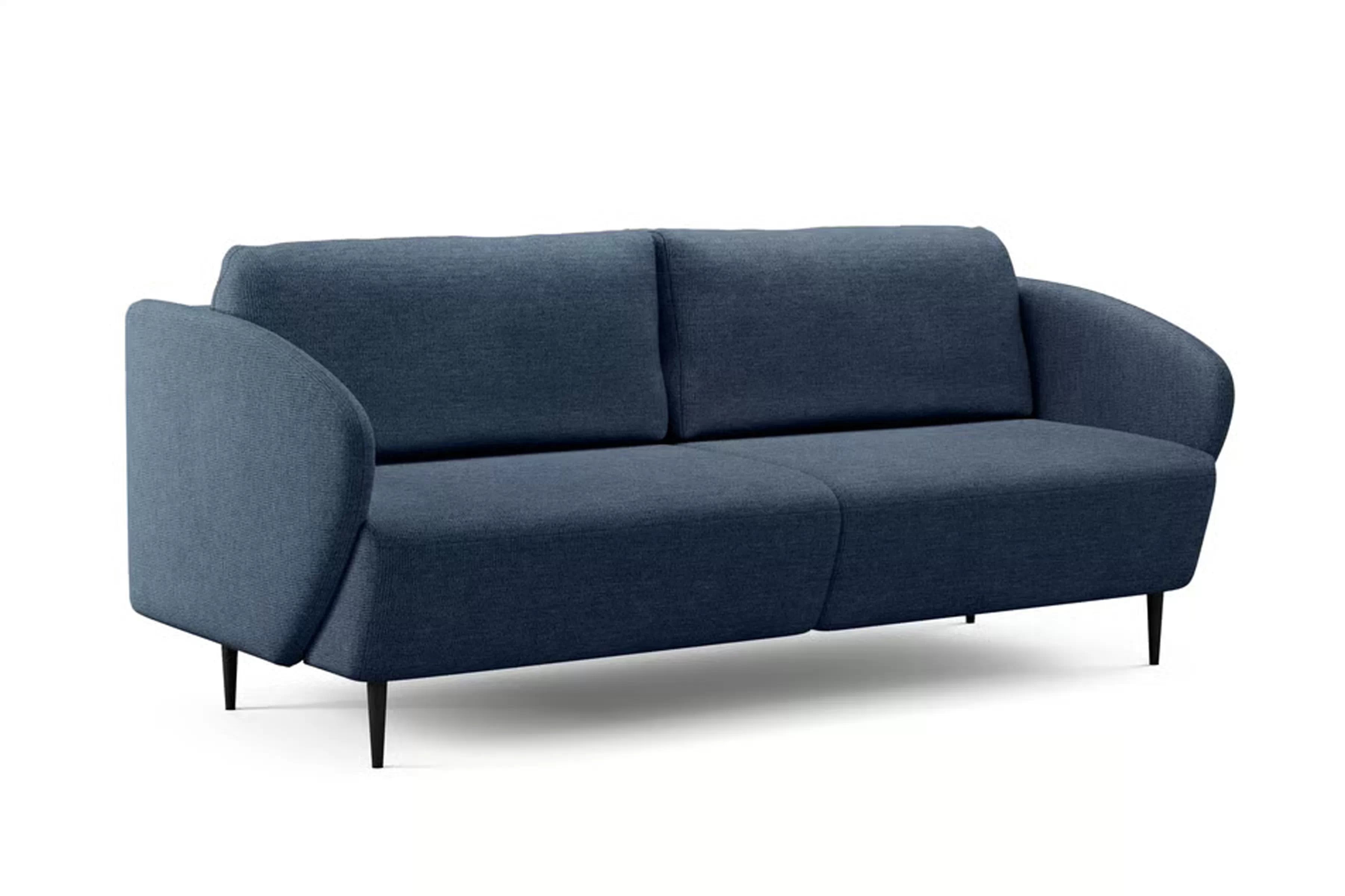 Rozkladacia pohovka Naolia - námornícka modrá látka Magni 206.18 / čierne nožičky - Limitovaná ponuka Pohovka s funkciou spánku Naolia - námornícka modrá plecionka Magni 206.18 / čierny nozki  - Limitowana ponuka