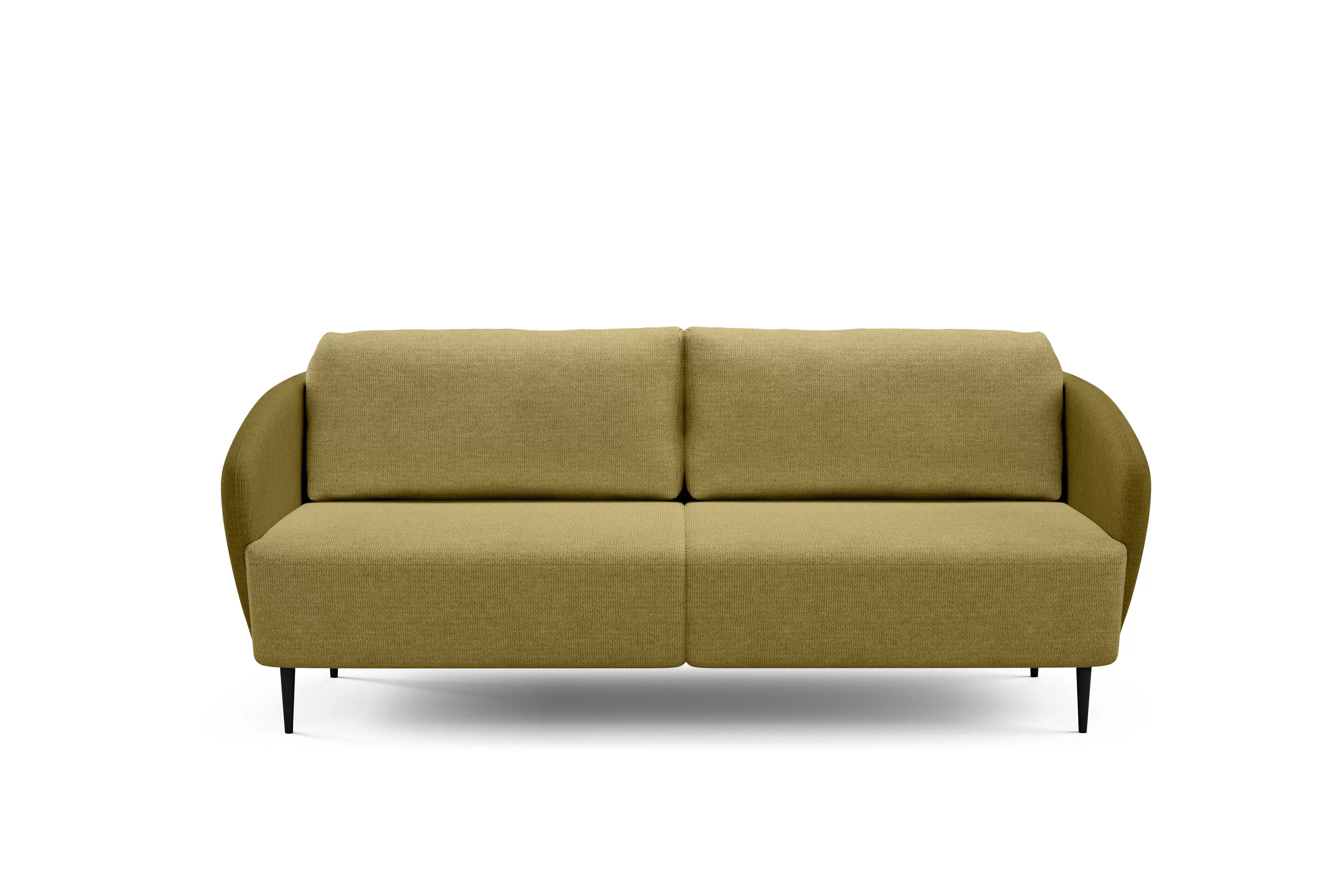 Rozkladacia pohovka Naolia - horčicová pletená látka Magni 206.09 + 206.10 / čierne nožičky Pohovka s funkciou spánku Naolia - musztardowa plecionka Magni 206.09 + 206.10 / nožičky čierny 