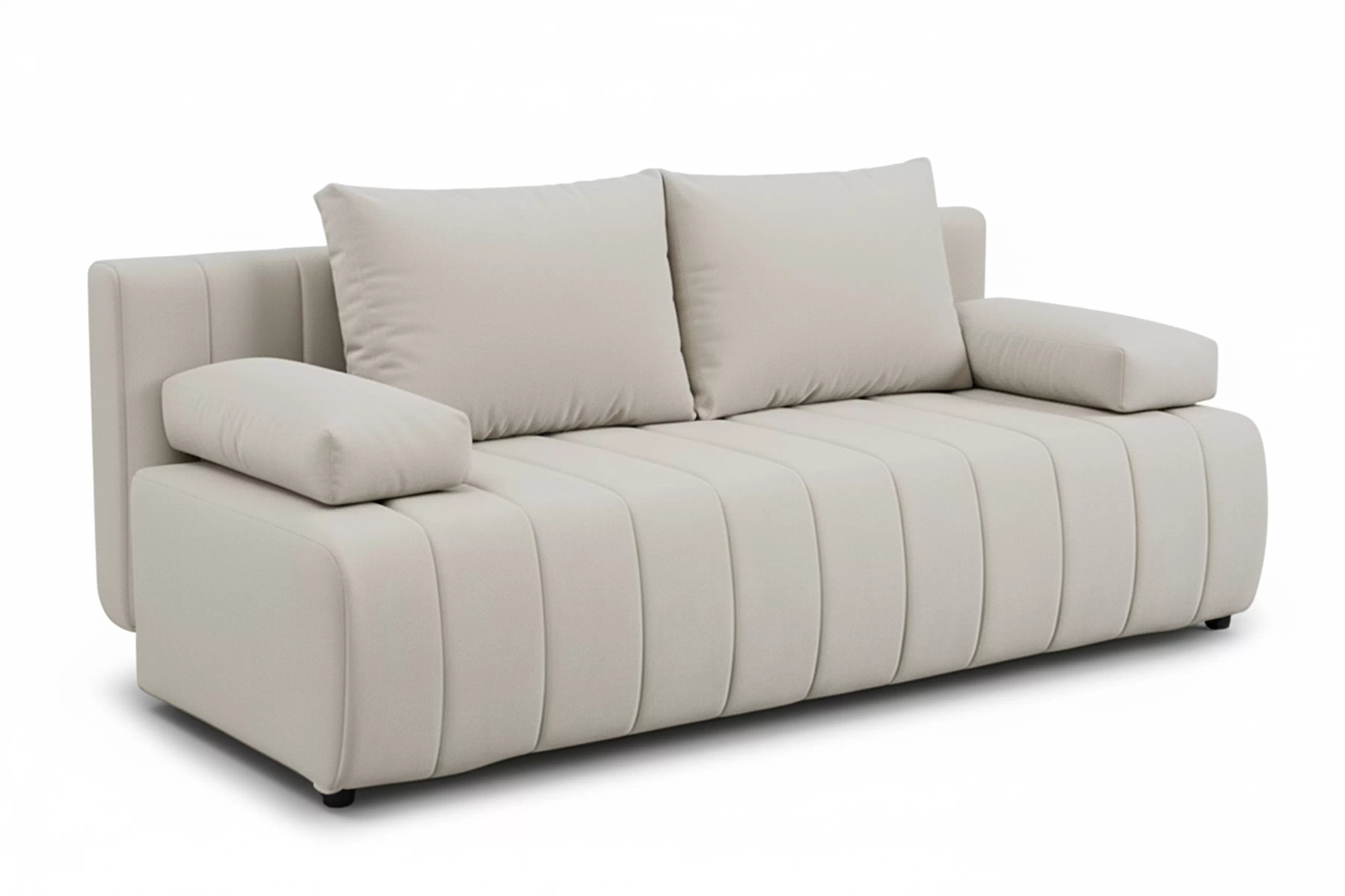 Rozkládací pohovka s úložným prostorem Neli s funkcí spaní - béžový plyš Pretty 03 Pohovka rozkládací Neli rozkladana s úložným prostorem- béžová plusz Pretty 03