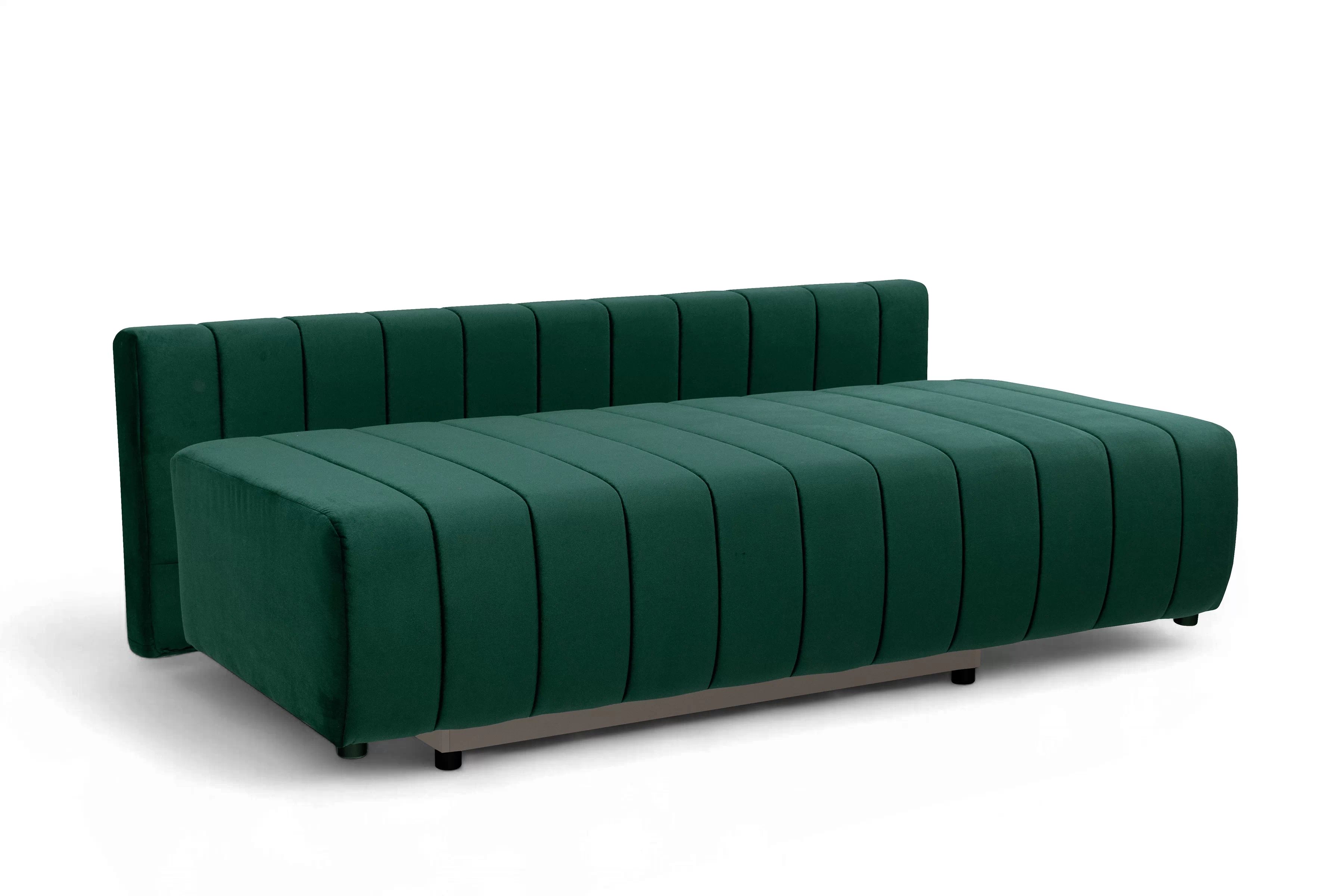 Rozkládací pohovka Neli s úložným prostorem - tmavě zelená Kronos 19 Pohovka rozkládací Neli rozkladana s úložným prostorem- tmavá zelená samet Kronos 19