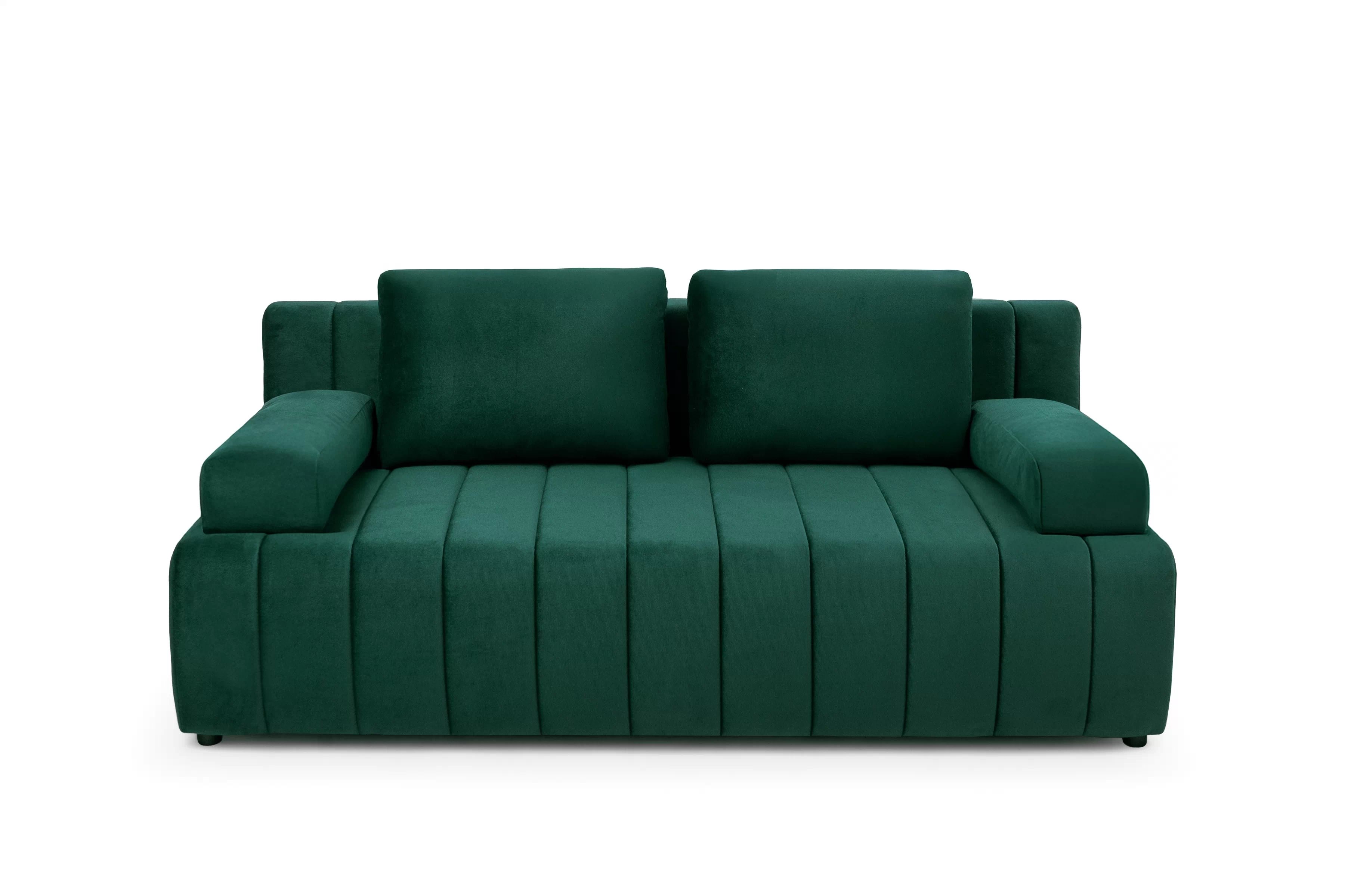 Rozkládací pohovka Neli s úložným prostorem - tmavě zelená Kronos 19 Pohovka rozkládací Neli rozkladana s úložným prostorem- tmavá zelená samet Kronos 19