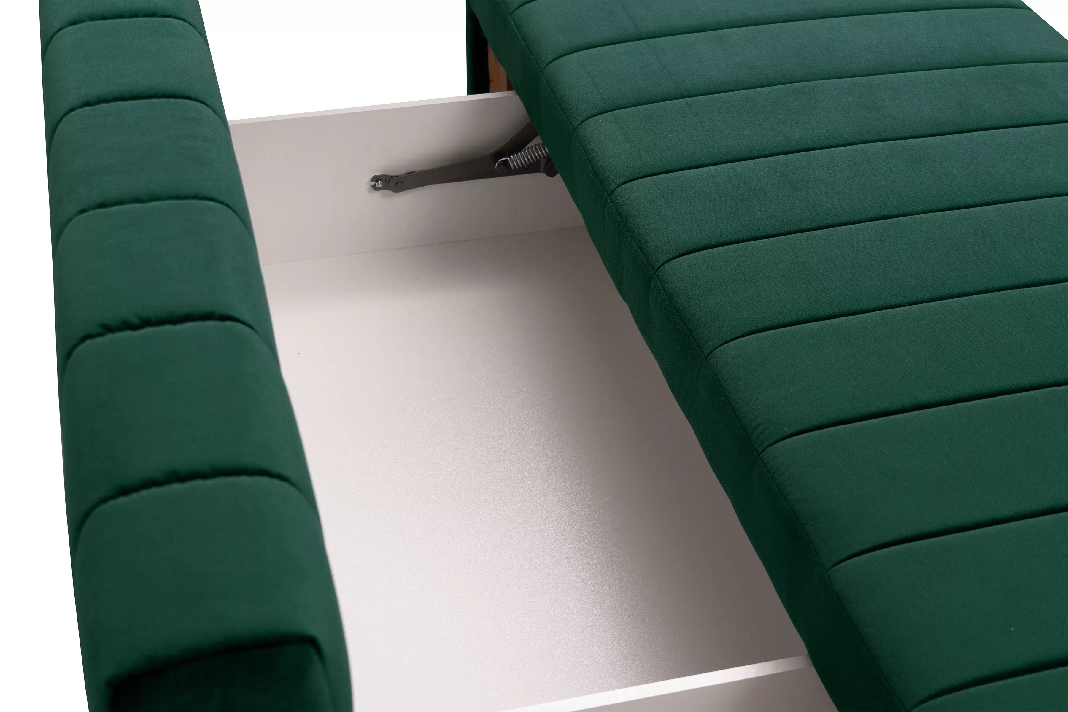 Rozkládací pohovka Neli s úložným prostorem - tmavě zelená Kronos 19 Pohovka rozkládací Neli rozkladana s úložným prostorem- tmavá zelená samet Kronos 19