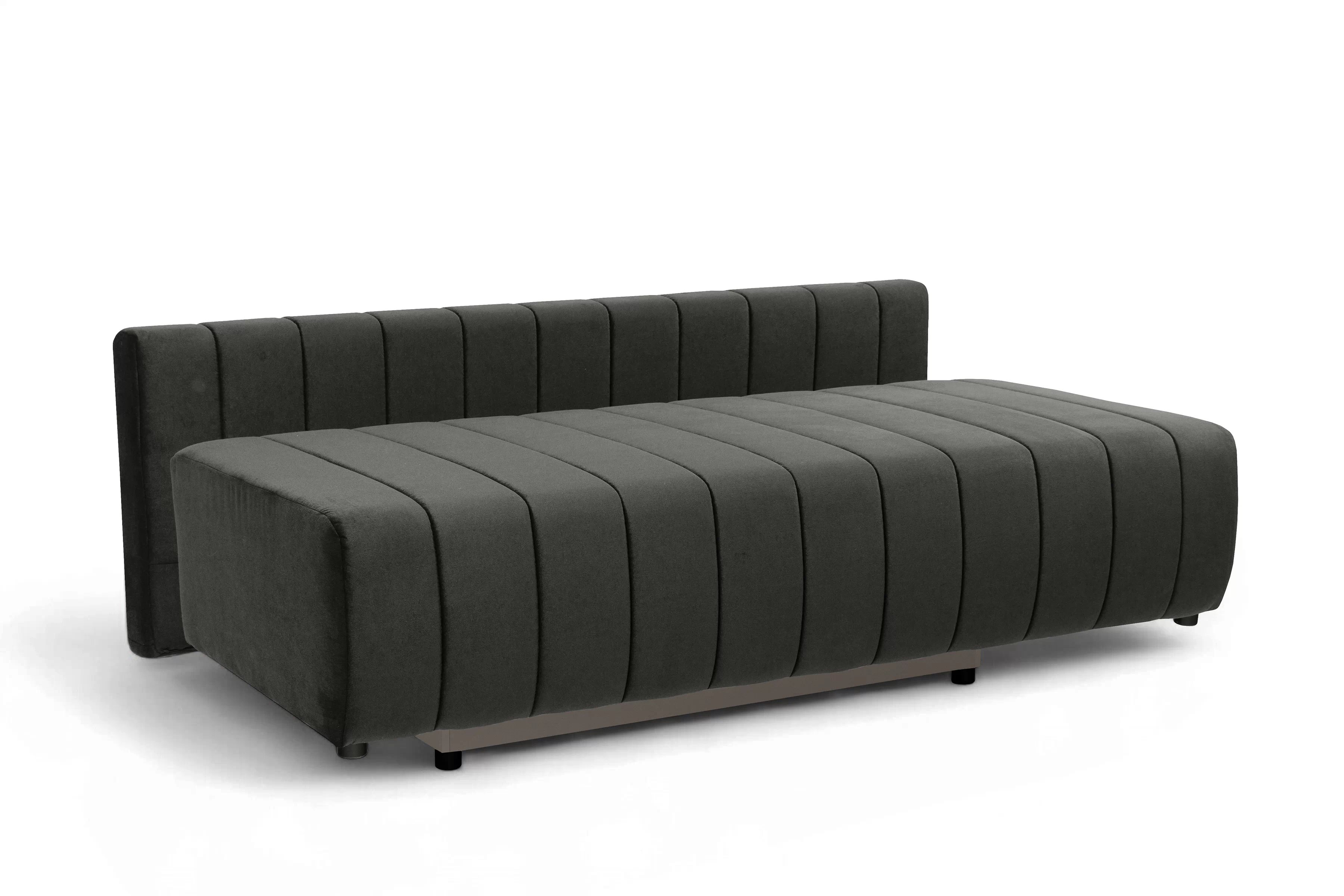 Rozkládací pohovka Neli s úložným prostorem - tmavě šedá Kronos 34 Pohovka rozkládací Neli rozkladana s úložným prostorem- tmavě šedá samet Kronos 34