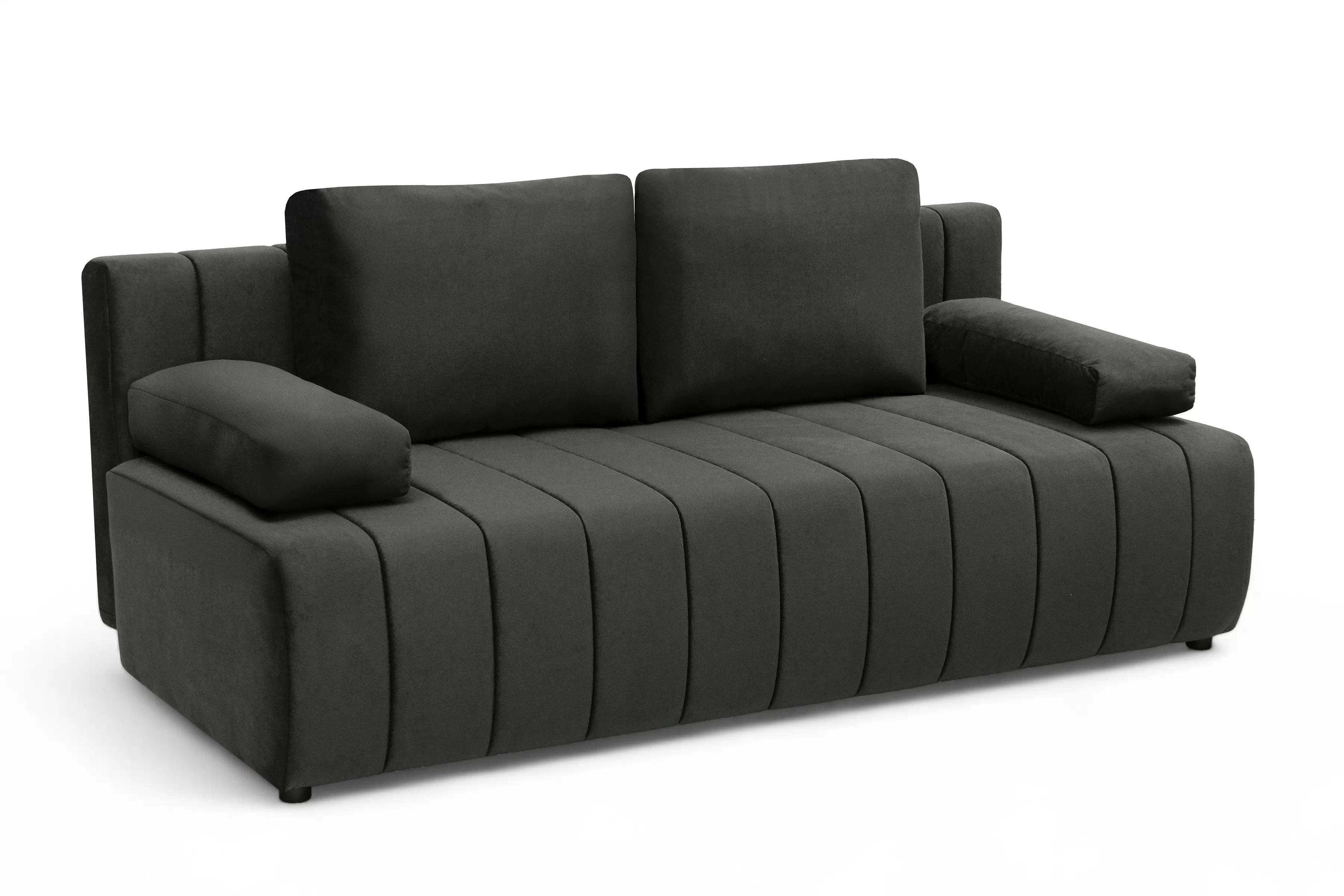 Rozkládací pohovka Neli s úložným prostorem - tmavě šedá Kronos 34 Pohovka rozkládací Neli rozkladana s úložným prostorem- tmavě šedá samet Kronos 34