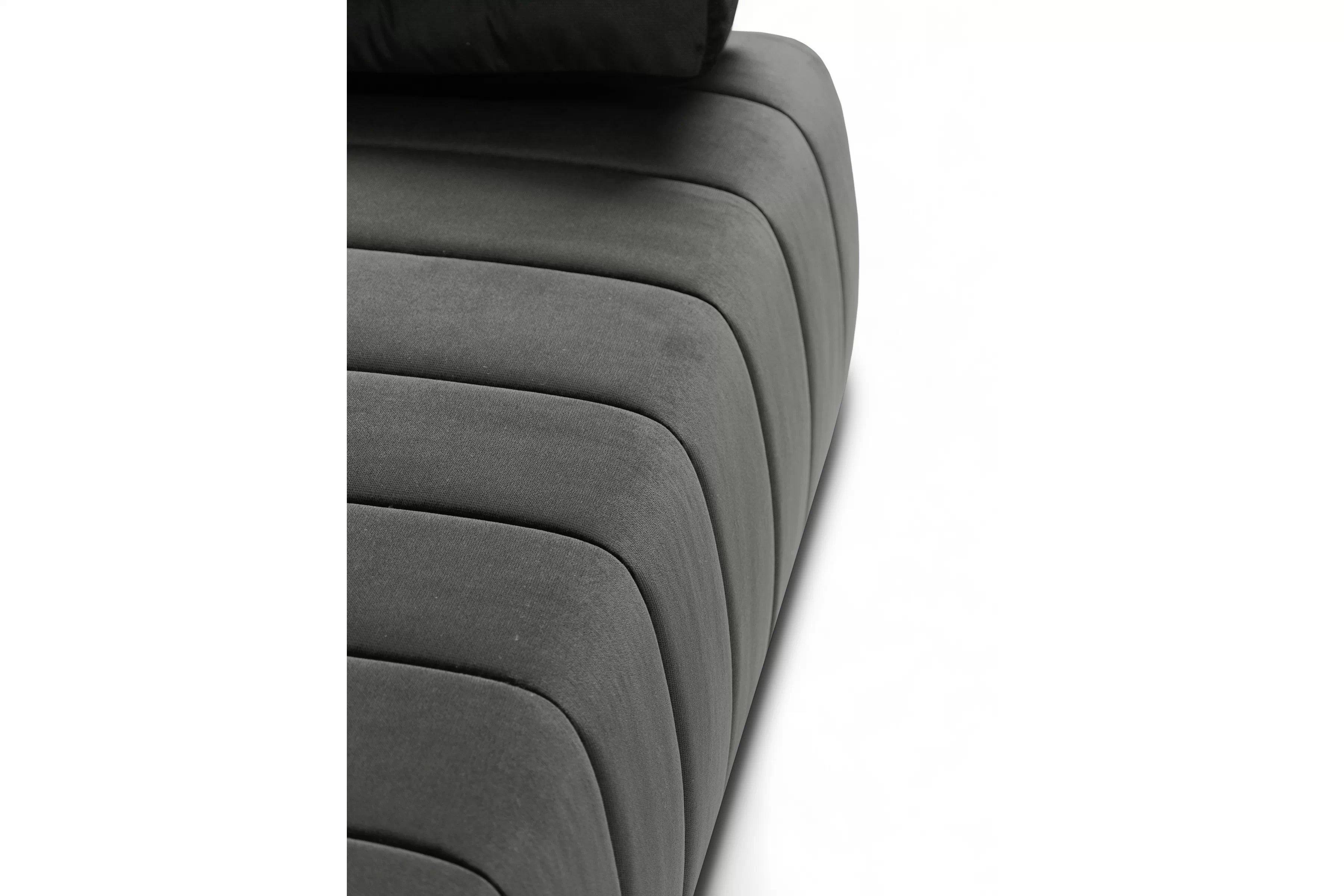 Rozkládací pohovka Neli s úložným prostorem - tmavě šedá Kronos 34 Pohovka rozkládací Neli rozkladana s úložným prostorem- tmavě šedá samet Kronos 34