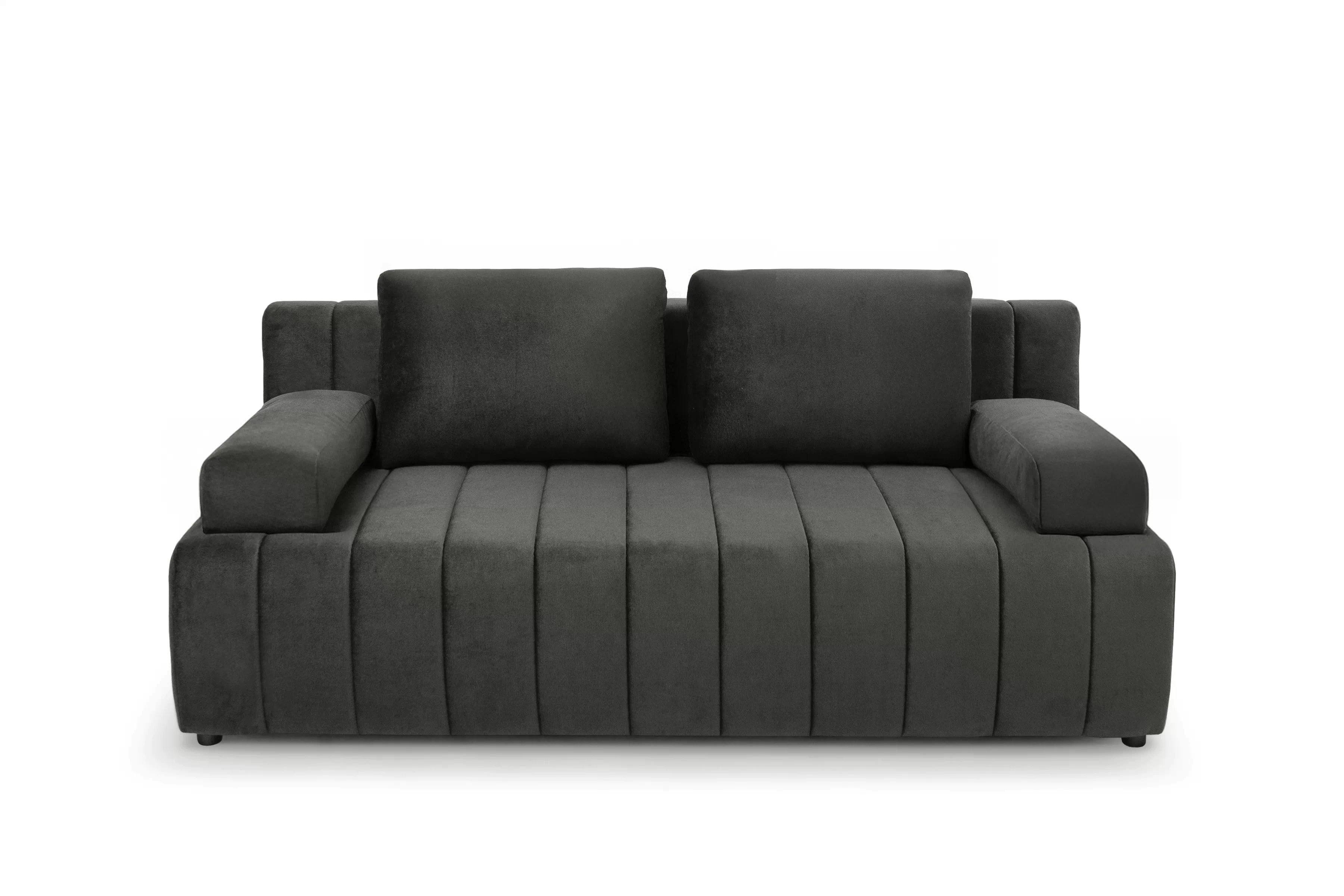 Rozkládací pohovka Neli s úložným prostorem - tmavě šedá Kronos 34 Pohovka rozkládací Neli rozkladana s úložným prostorem- tmavě šedá samet Kronos 34