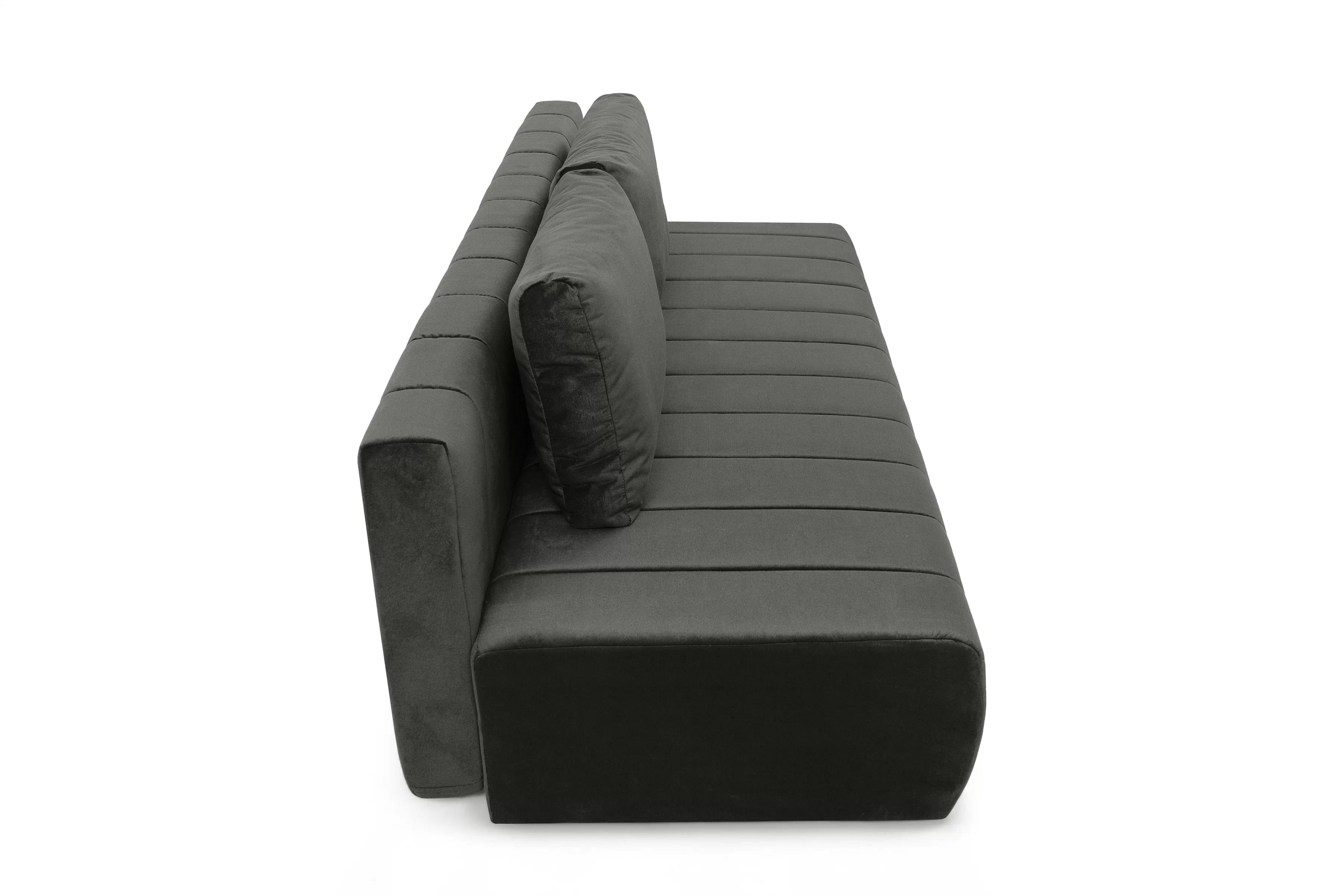 Rozkládací pohovka Neli s úložným prostorem - tmavě šedá Kronos 34 Pohovka rozkládací Neli rozkladana s úložným prostorem- tmavě šedá samet Kronos 34