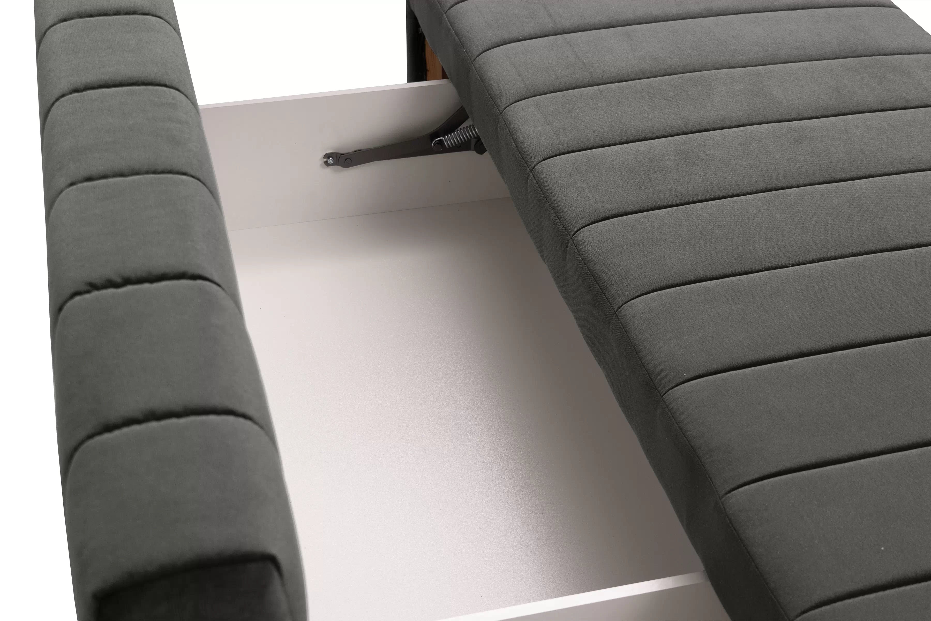 Rozkládací pohovka Neli s úložným prostorem - tmavě šedá Kronos 34 Pohovka rozkládací Neli rozkladana s úložným prostorem- tmavě šedá samet Kronos 34