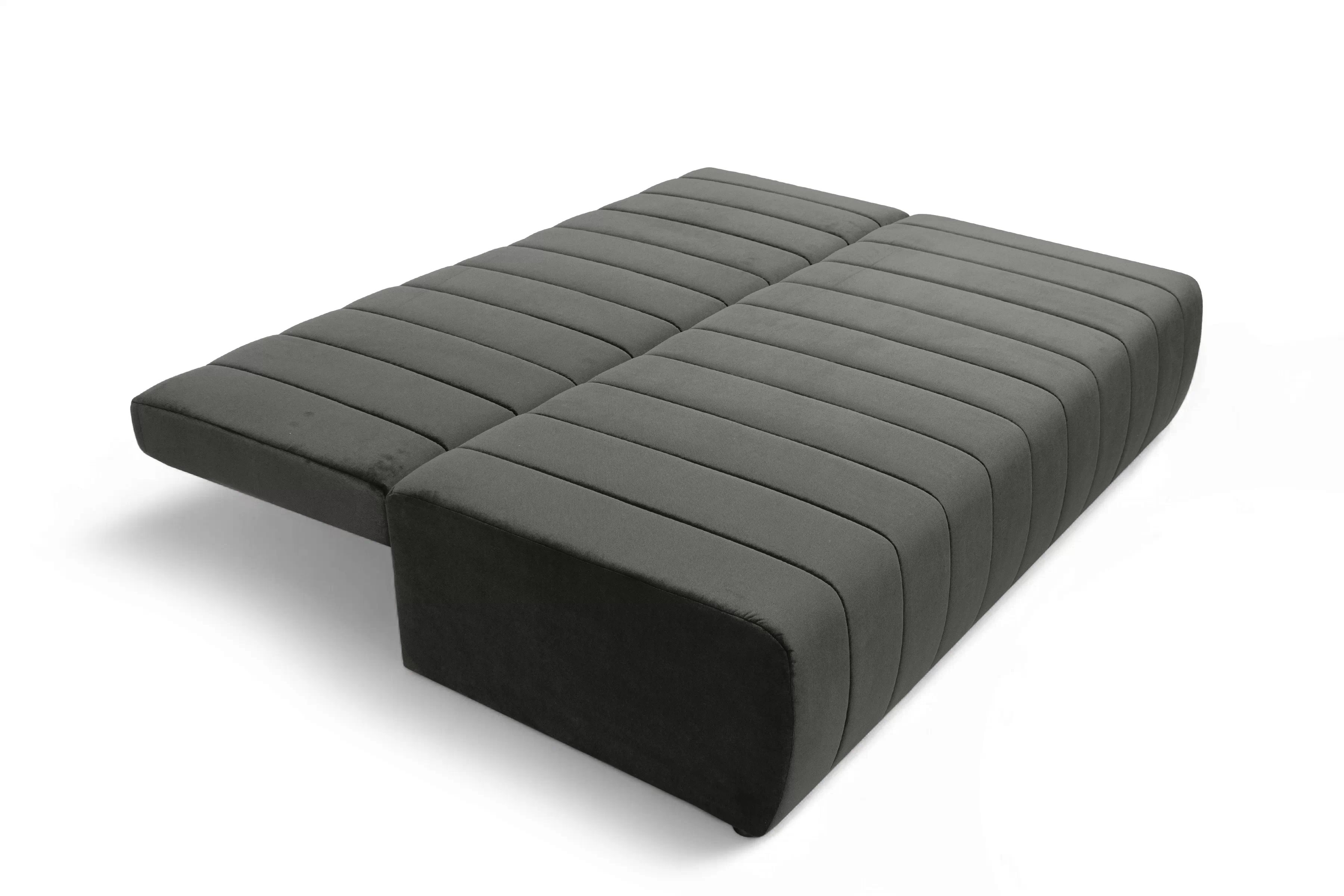 Rozkládací pohovka Neli s úložným prostorem - tmavě šedá Kronos 34 Pohovka rozkládací Neli rozkladana s úložným prostorem- tmavě šedá samet Kronos 34