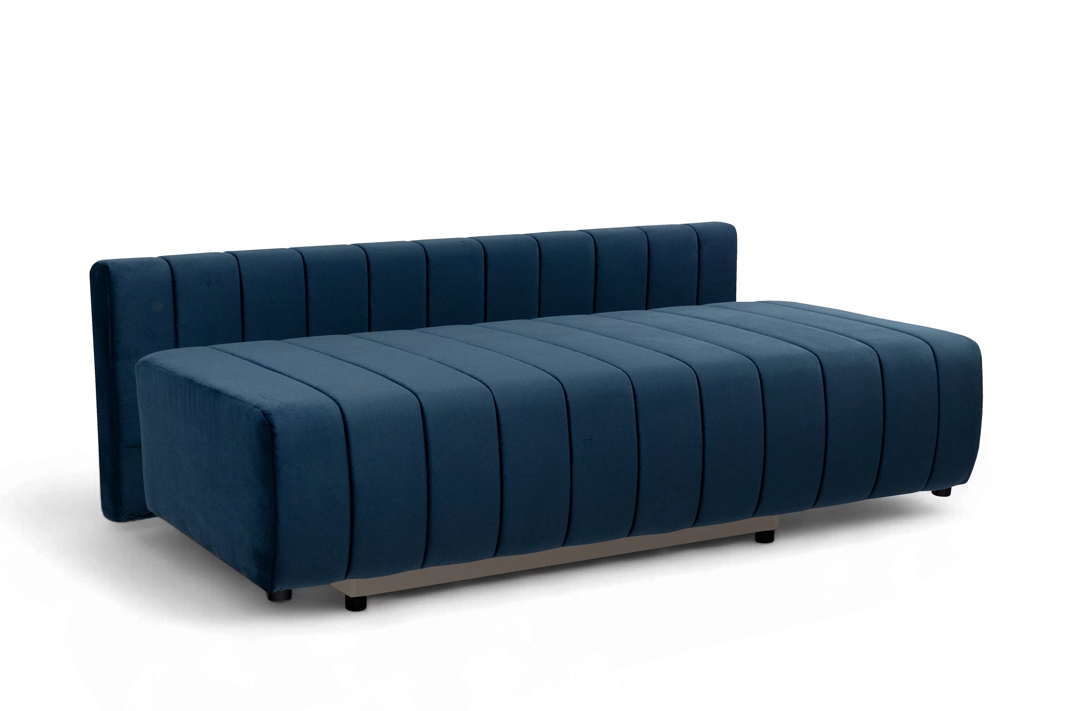 Rozkládací pohovka Neli s úložným prostorem - tmavě modrá Kronos 9 Pohovka rozkládací Neli rozkladana s úložným prostorem- tmavě modrá samet Kronos 9