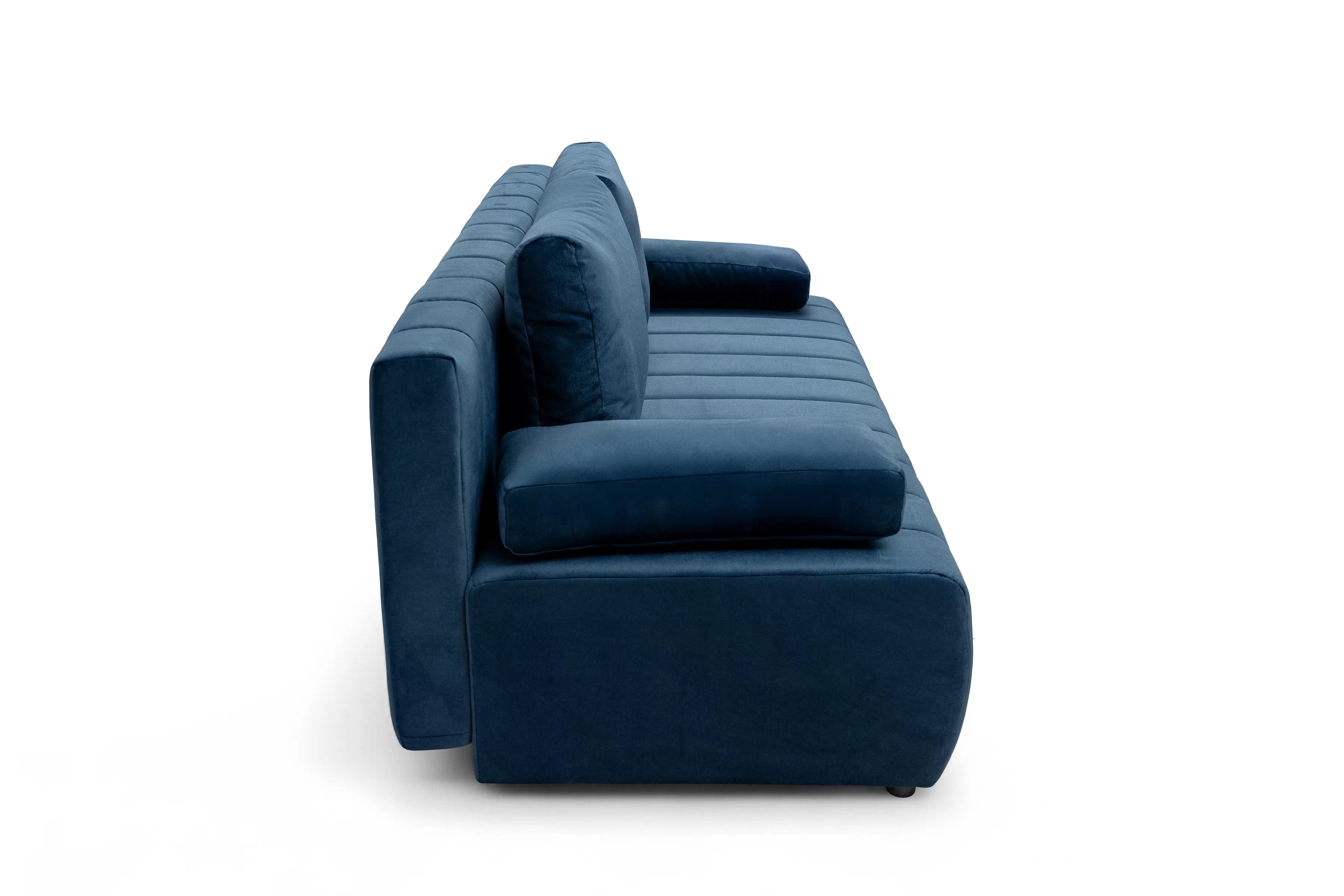 Rozkládací pohovka Neli s úložným prostorem - tmavě modrá Kronos 9 Pohovka rozkládací Neli rozkladana s úložným prostorem- tmavě modrá samet Kronos 9