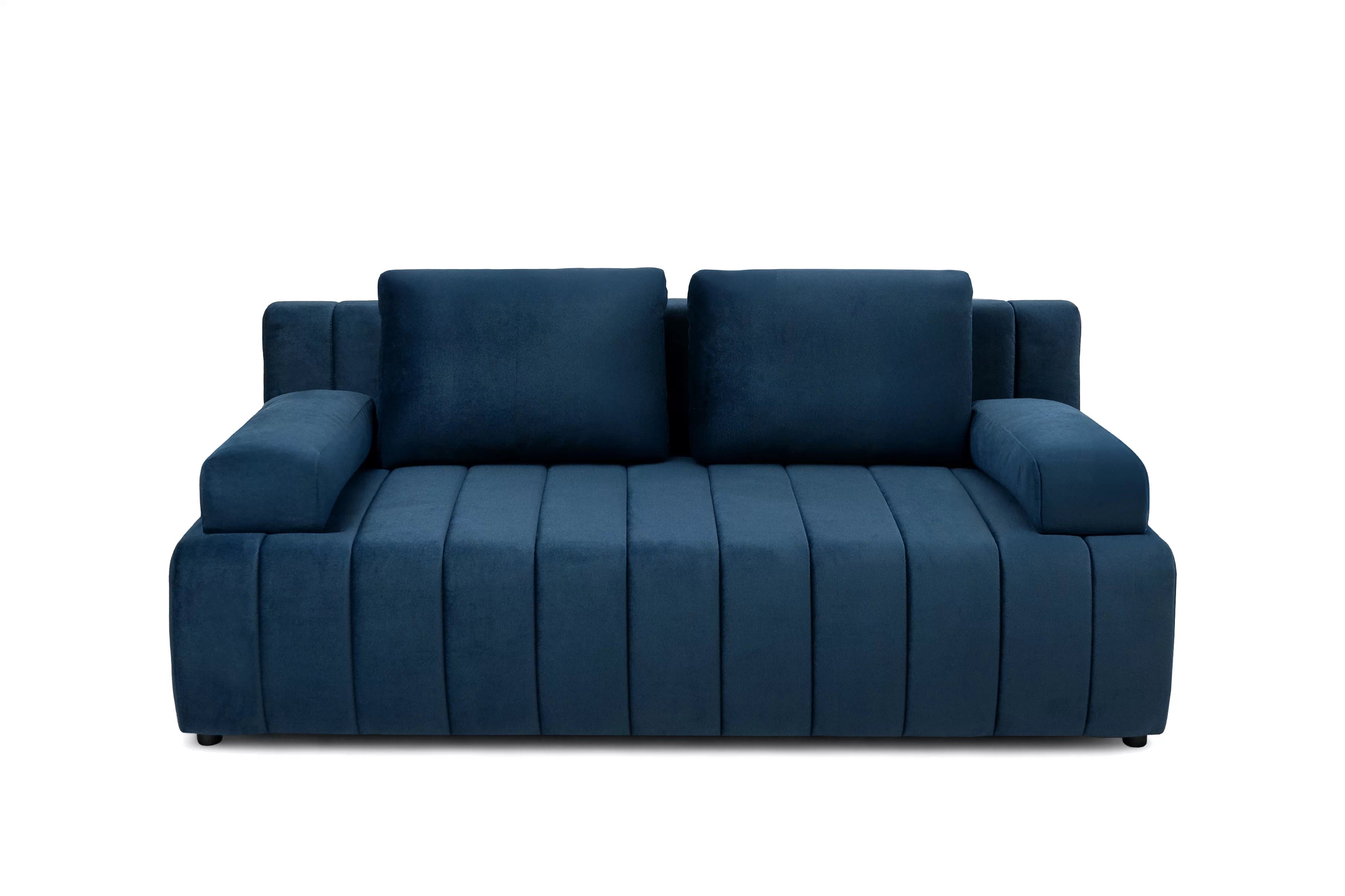 Rozkládací pohovka Neli s úložným prostorem - tmavě modrá Kronos 9 Pohovka rozkládací Neli rozkladana s úložným prostorem- tmavě modrá samet Kronos 9