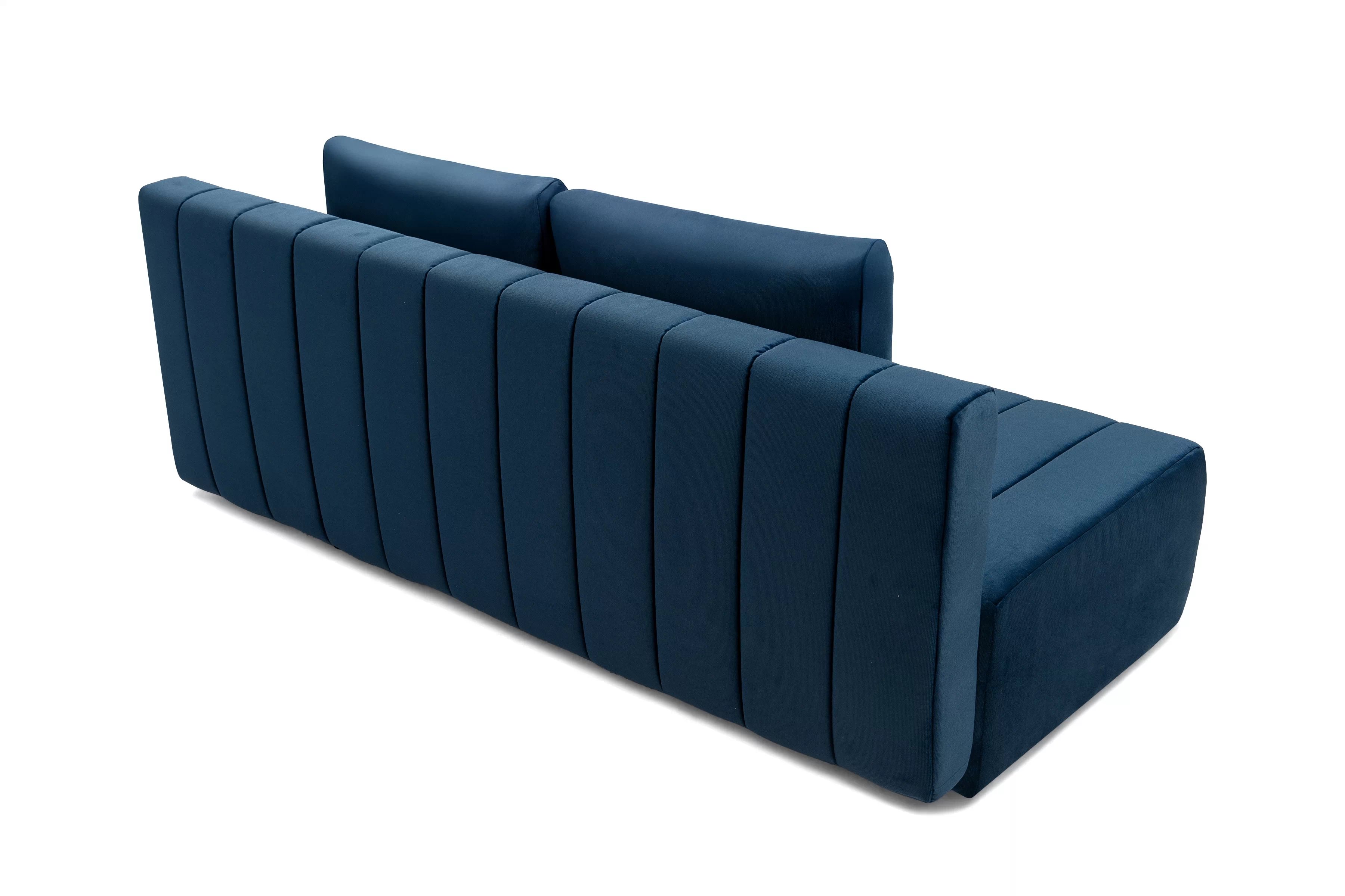 Rozkládací pohovka Neli s úložným prostorem - tmavě modrá Kronos 9 Pohovka rozkládací Neli rozkladana s úložným prostorem- tmavě modrá samet Kronos 9