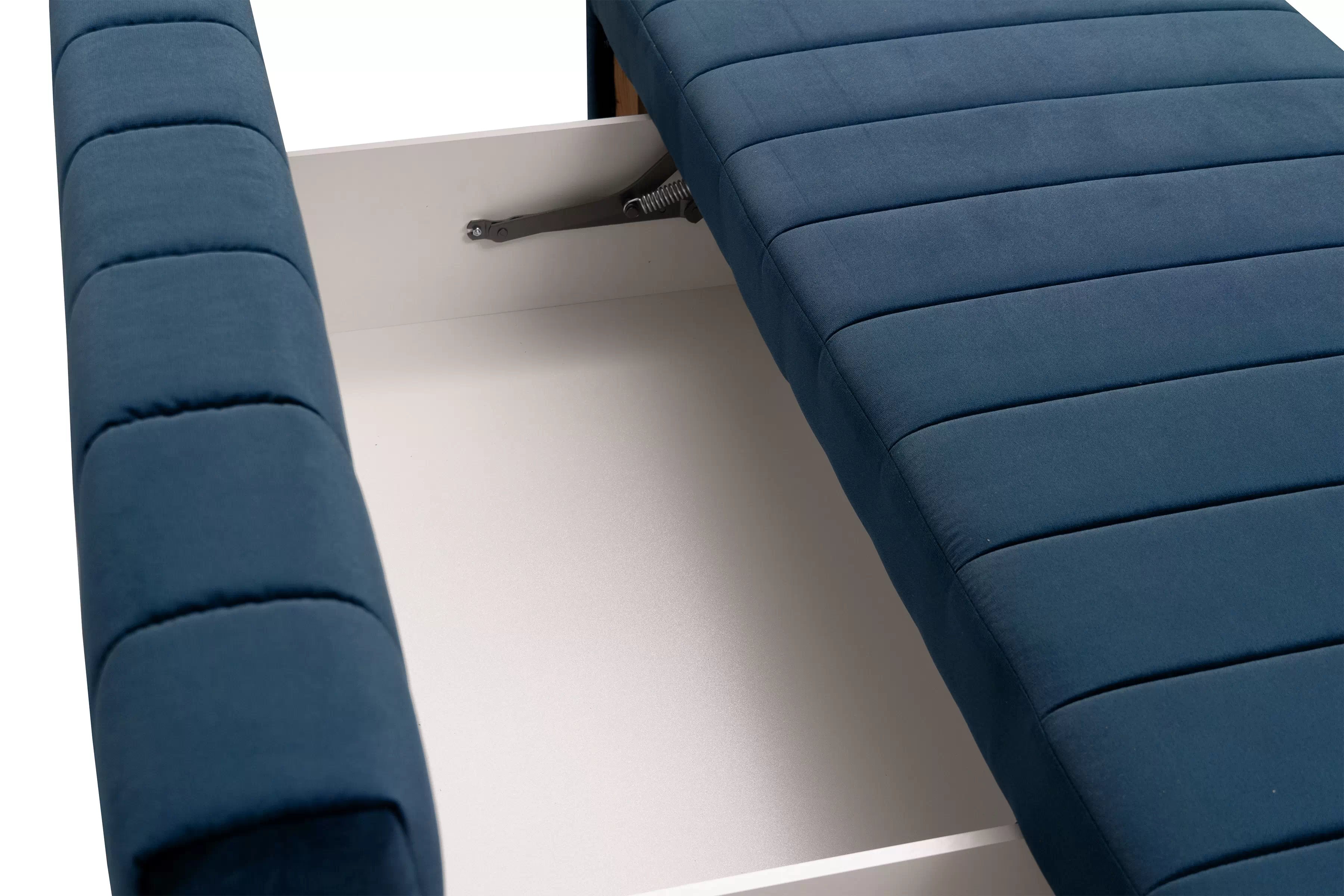 Rozkládací pohovka Neli s úložným prostorem - tmavě modrá Kronos 9 Pohovka rozkládací Neli rozkladana s úložným prostorem- tmavě modrá samet Kronos 9