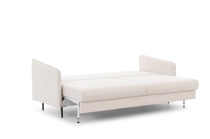 Rozkladacia pohovka Taila - Loft 01, čierne nožičky Pohovka s funkciou spánku Taila - Béžová plecionka Loft 01 / čierny nožičky