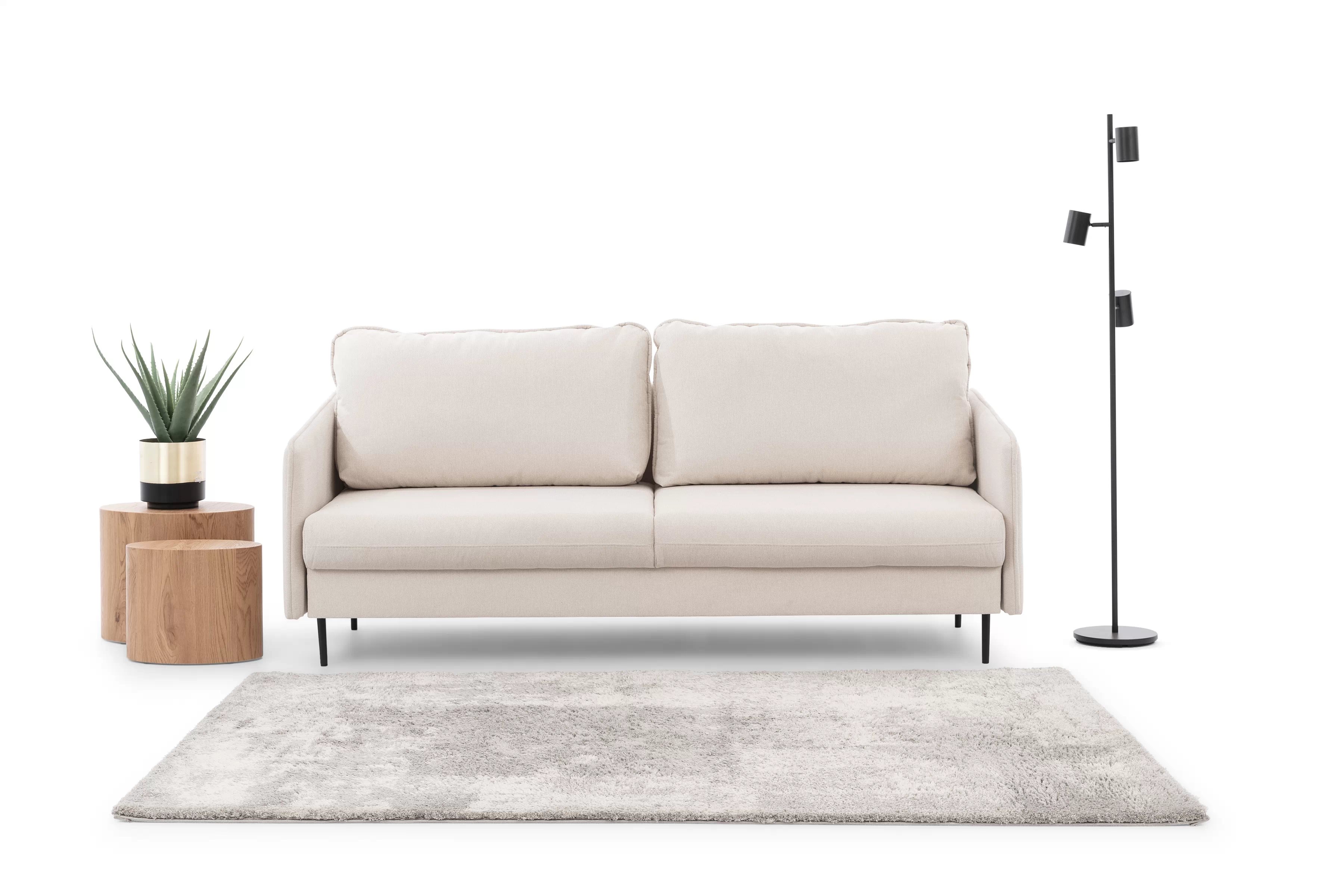 Rozkladacia pohovka Taila s funkciou spania - béžová tkanina Loft 01 / čierne nohy Pohovka s funkciou spánku Taila - Béžová plecionka Loft 01 / čierny nožičky