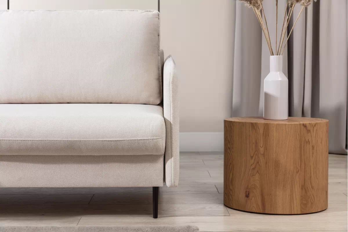 Rozkladacia pohovka Taila s funkciou spania - béžová tkanina Loft 01 / čierne nohy Pohovka s funkciou spania Taila - Béžová plecionka Loft 01, čierny nožičky