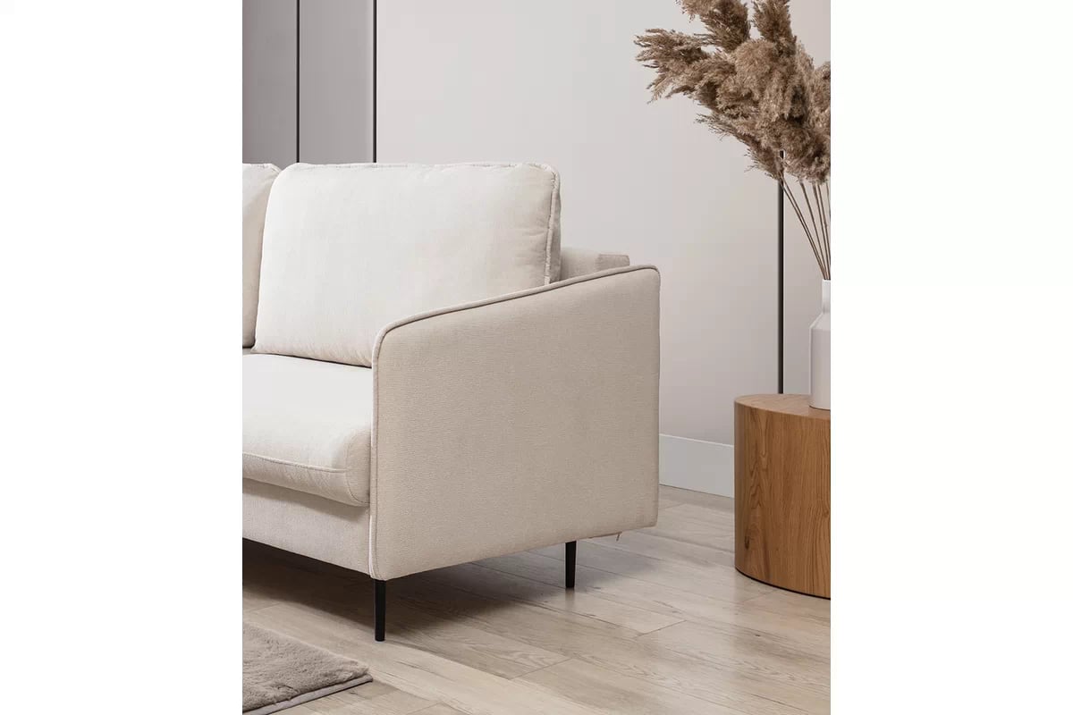 Rozkladacia pohovka Taila s funkciou spania - béžová tkanina Loft 01 / čierne nohy Pohovka s funkciou spania Taila - Béžová plecionka Loft 01, čierny nožičky