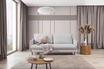 Rozkladacia pohovka Taila - svetlosivá tkanina Gemma 01 - čierne nohy Pohovka s funkciou spánku Taila - jasnoszara plecionka Gemma 01 / čierny nožičky