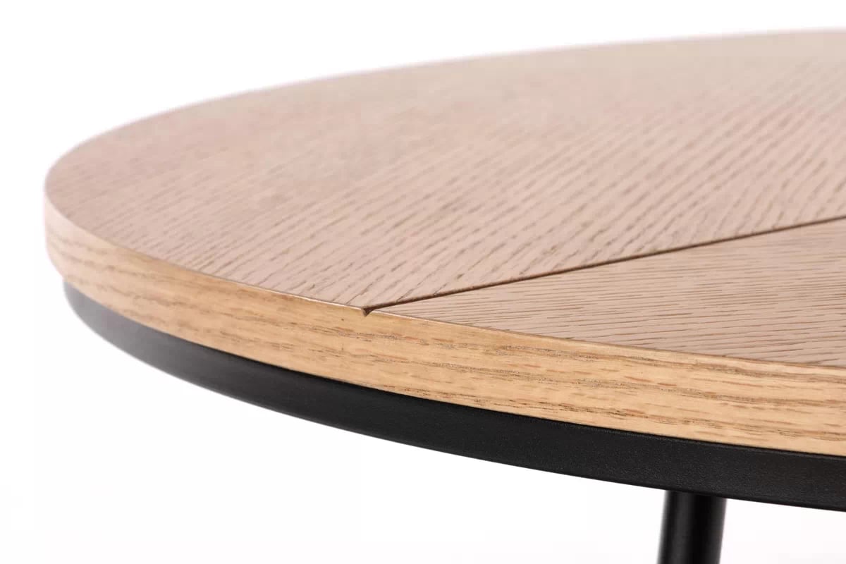 Okrúhly konferenčný stolík Diara s kovovými nohami 80 cm - dub prírodný / čierny karida Konferenčný stolík Dub prírodné/Čierny