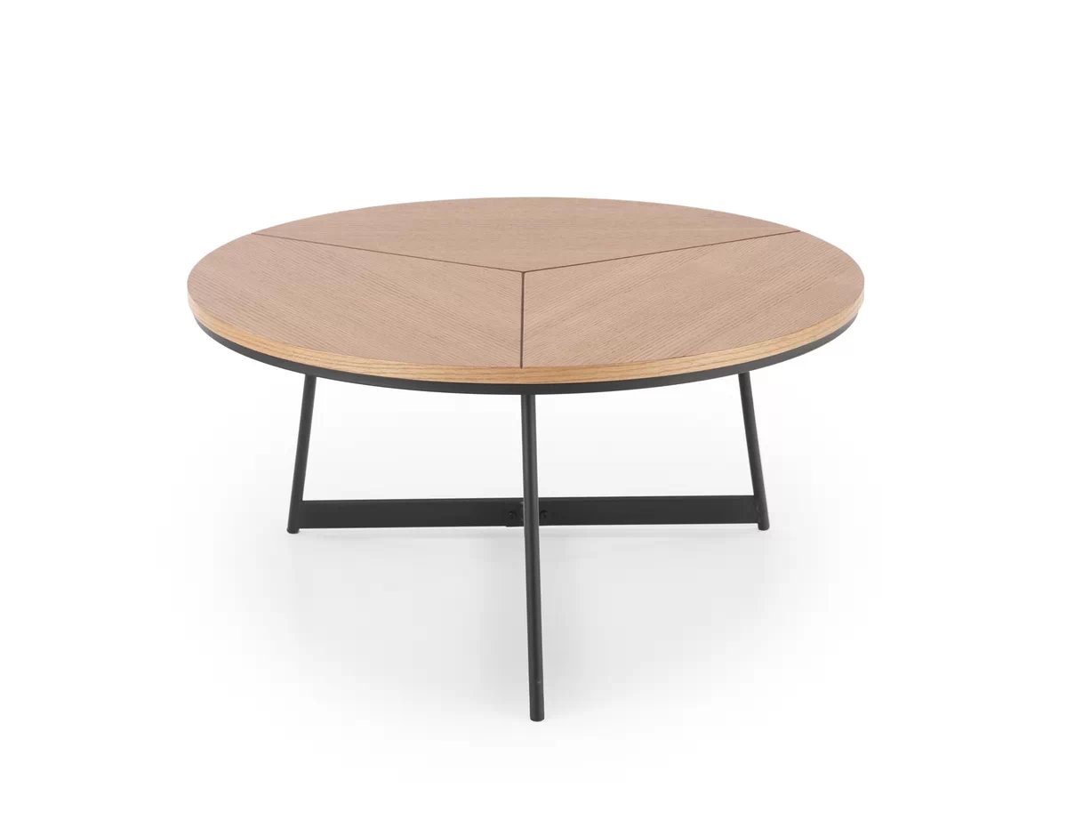 Okrúhly konferenčný stolík Diara s kovovými nohami 80 cm - dub prírodný / čierny karida Konferenčný stolík Dub prírodné/Čierny