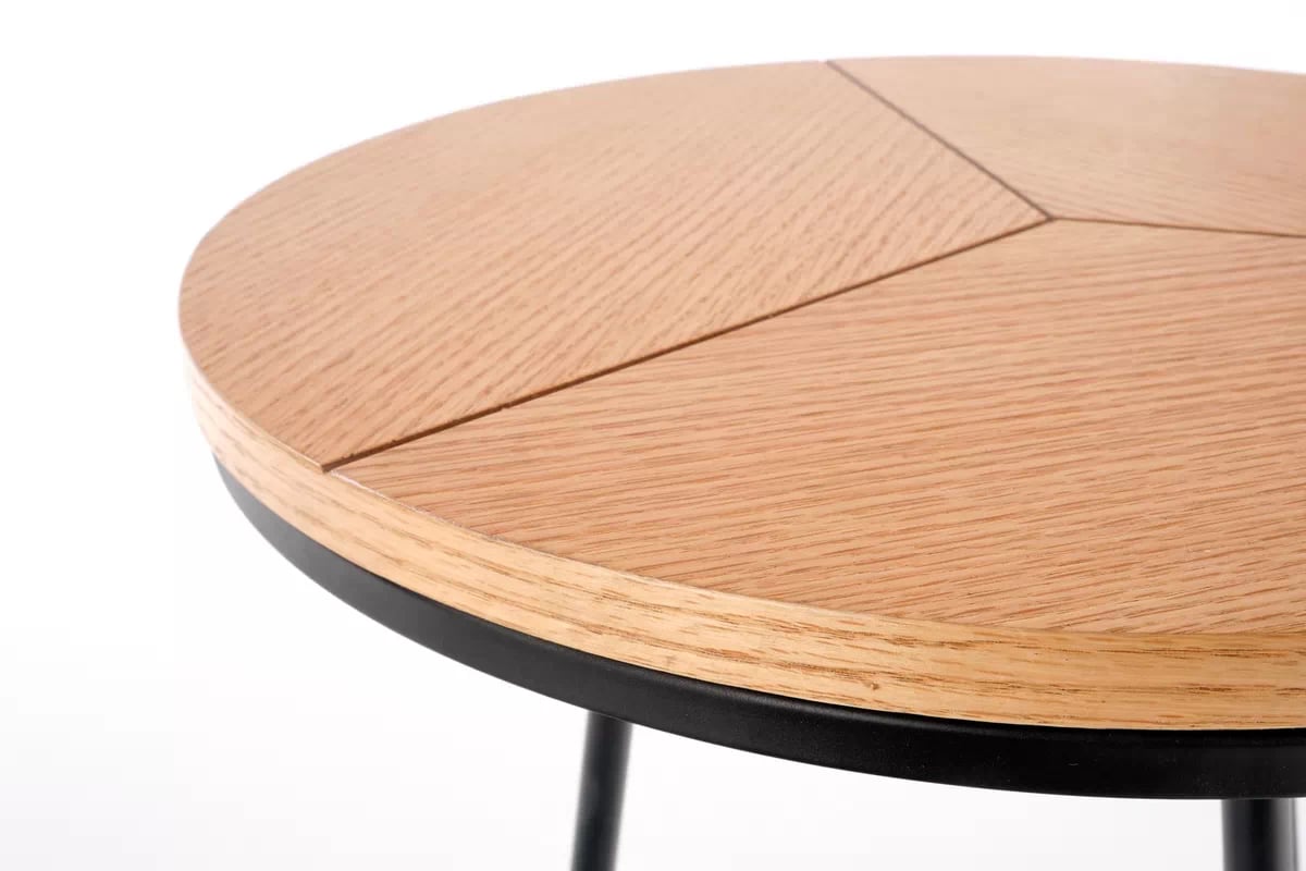 Okrúhly konferenčný stolík Diara S s kovovými nohami 45 cm - dub prírodný / čierny karida-s Konferenčný Stolík Dub prírodné/Čierny