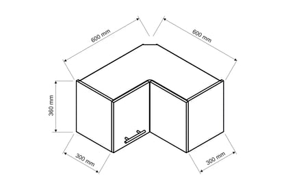 Kate WRN/36 P/L - závesná skrinka rohová bryla rohová z wymiarami