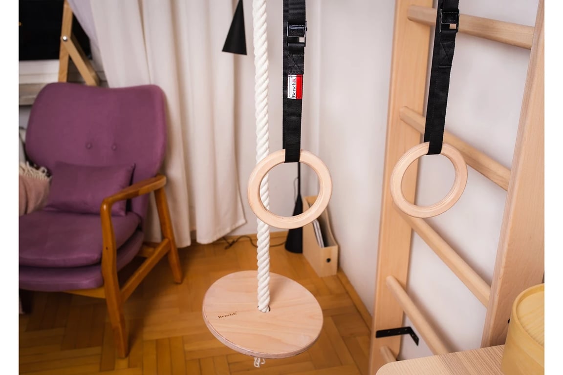Příslušenství BenchK A204 - přírodní dřevo houpačka na laně